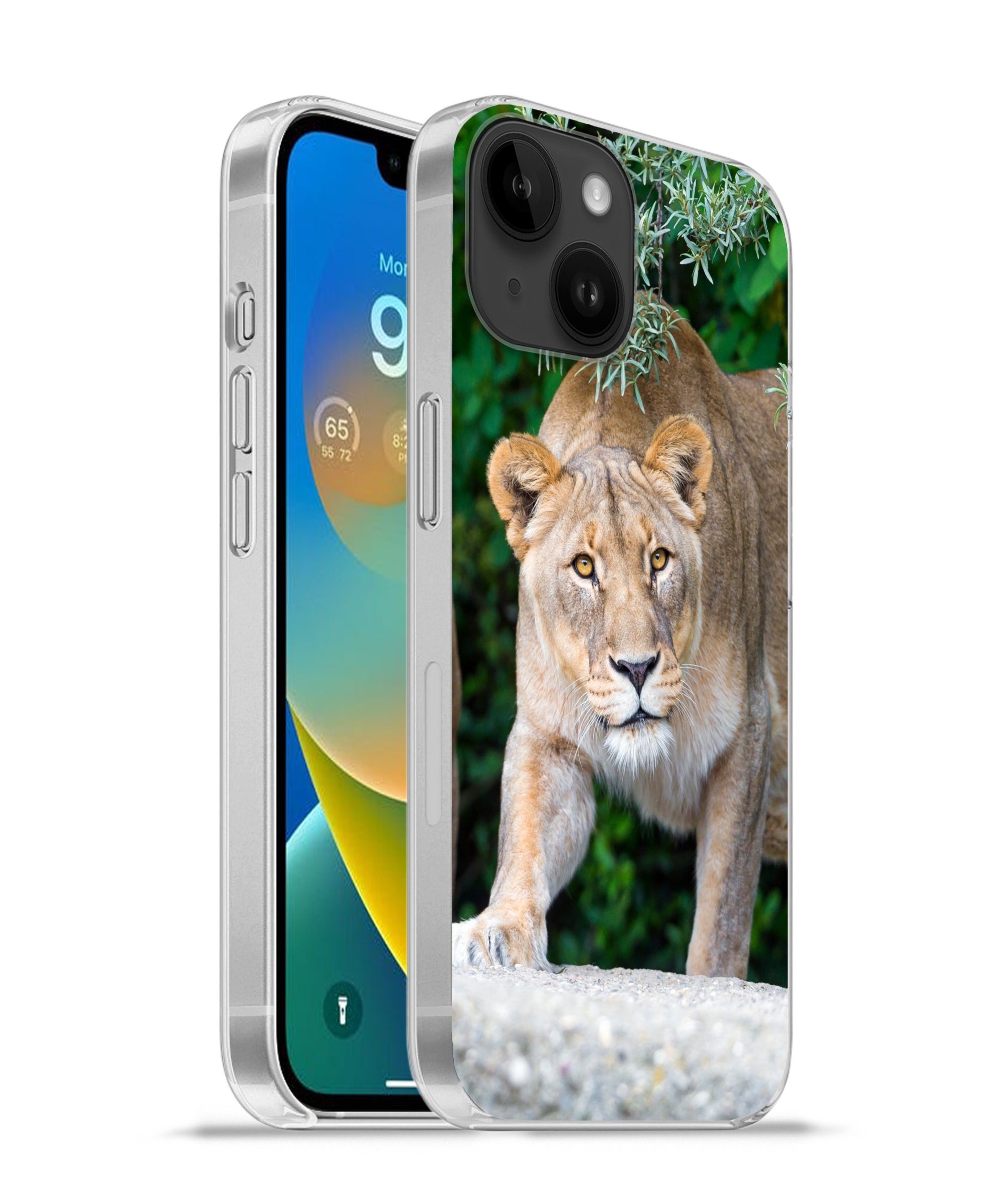 MuchoWow Handyhülle für Apple iPhone 14 Löwinnen - Wilde Tiere - Jagd, Smartphone-Bumper, Print, Handy Schutzhülle Dünn