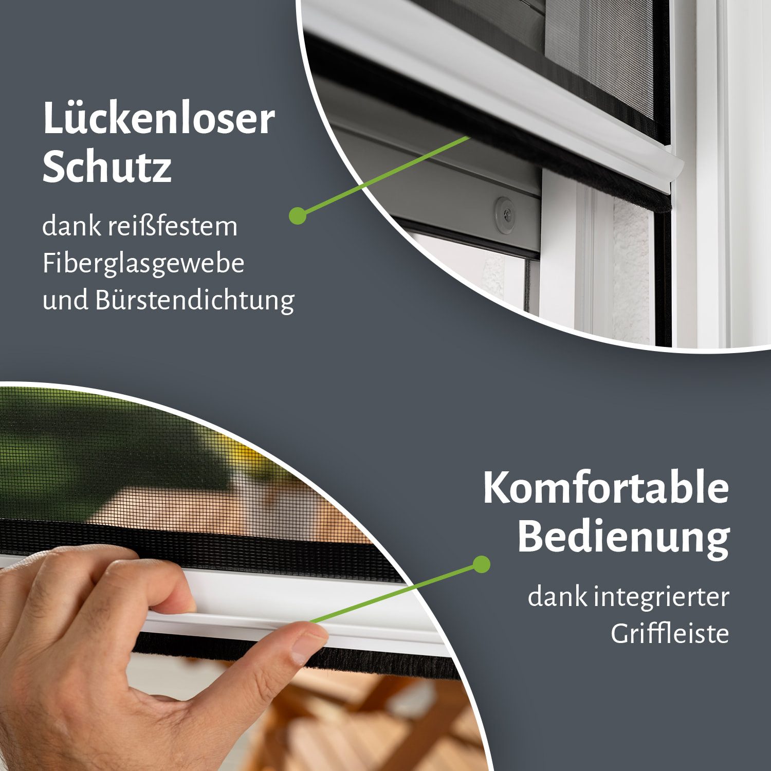 empasa Insektenschutz-Fensterrahmen Rollo "CLASSIC", Fenster Insektenschutz Rollo mit Fiberglas-Gewebe & Bürstendichtung – Bild 3 von 5