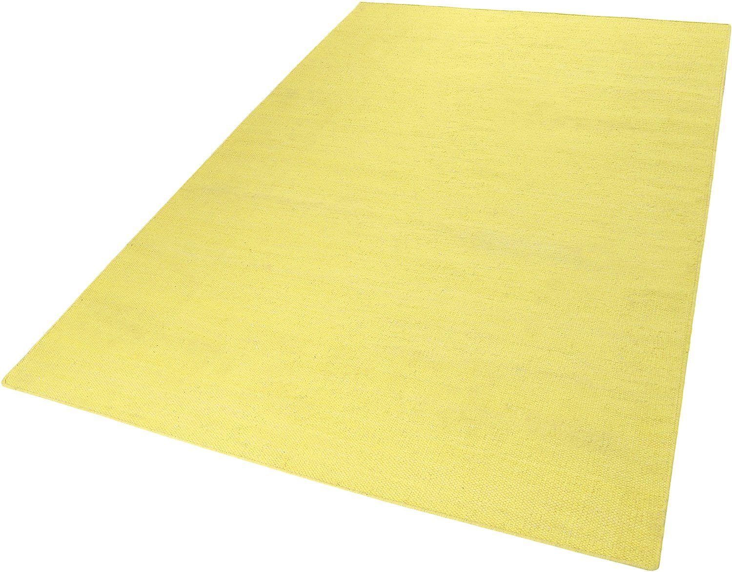 Teppich Rainbow Kelim, Esprit, rechteckig, Höhe: 5 mm, Flachgewebe aus 100% Baumwolle, Wohnzimmer, Kinderzimmer, einfarbig gelb | Kurzflor-Teppiche