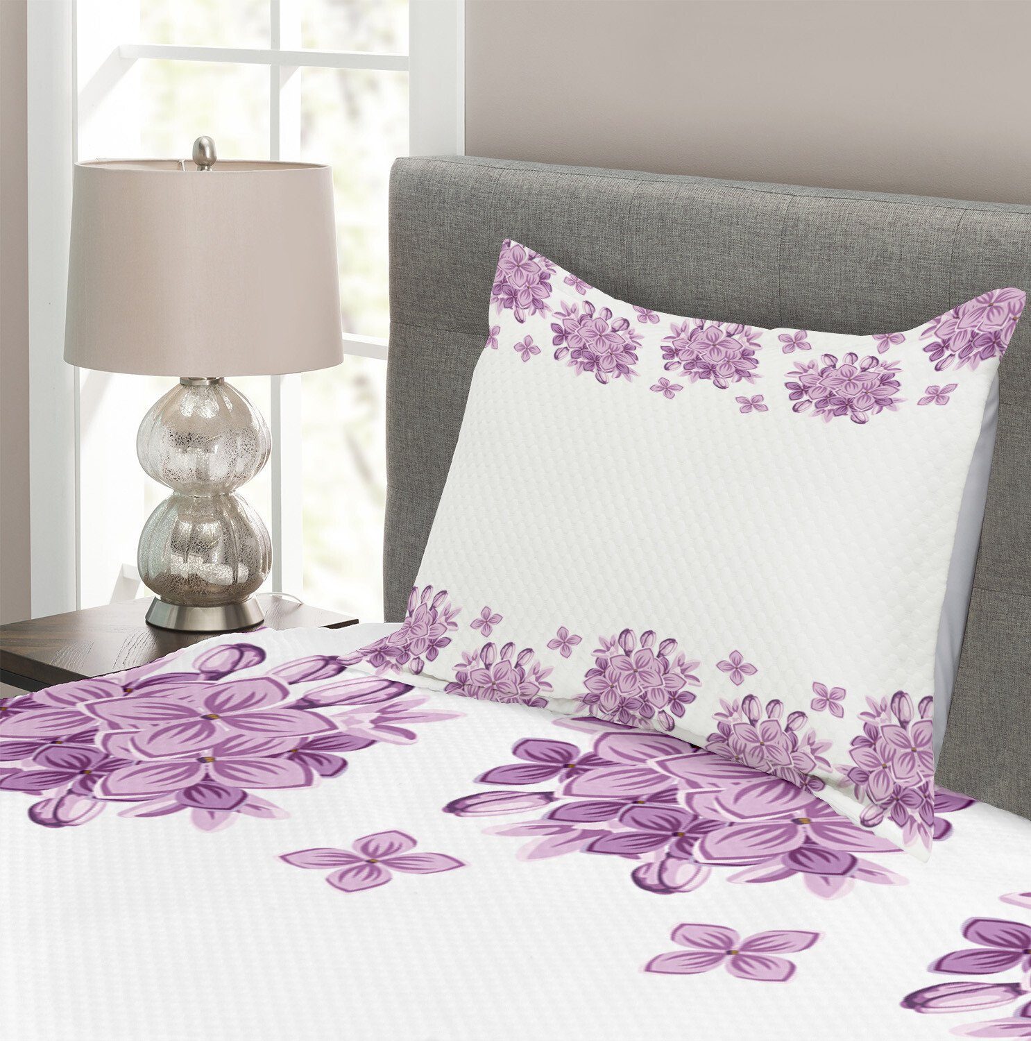 Tagesdecke Set Abakuhaus, Lilac mit Waschbar, Romantische Blumen Garden Kissenbezügen