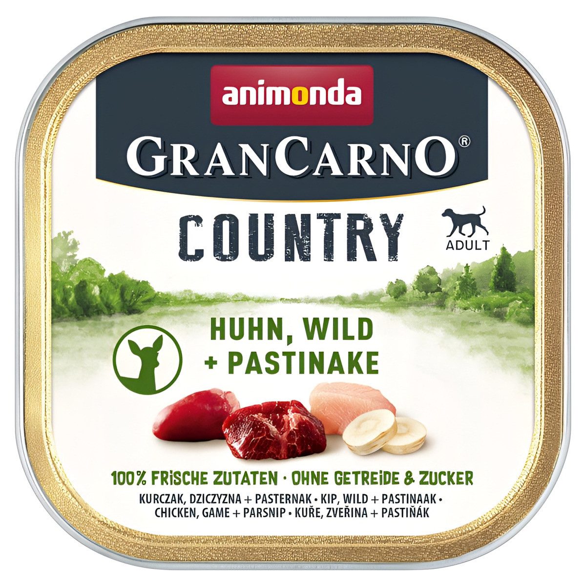 Animonda GranCarno Country Adult mit Huhn, Wild & Pastinake 150 g - 22 Stück, Nassfutter für: Hund
