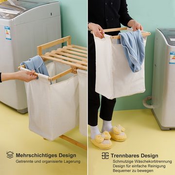 TWSOUL Wäschekorb Doppeltrommel-Wäschekorb, Aufbewahrungskorb für schmutzige Kleidung, 64*33*73cm