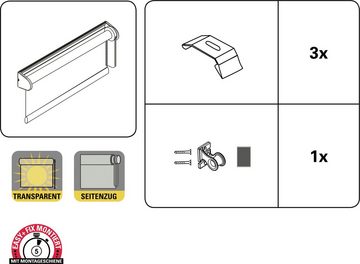 Seitenzugrollo Hygienerollo, GARDINIA, transparent, freihängend, verschraubt, vormontiert auf Montageschiene