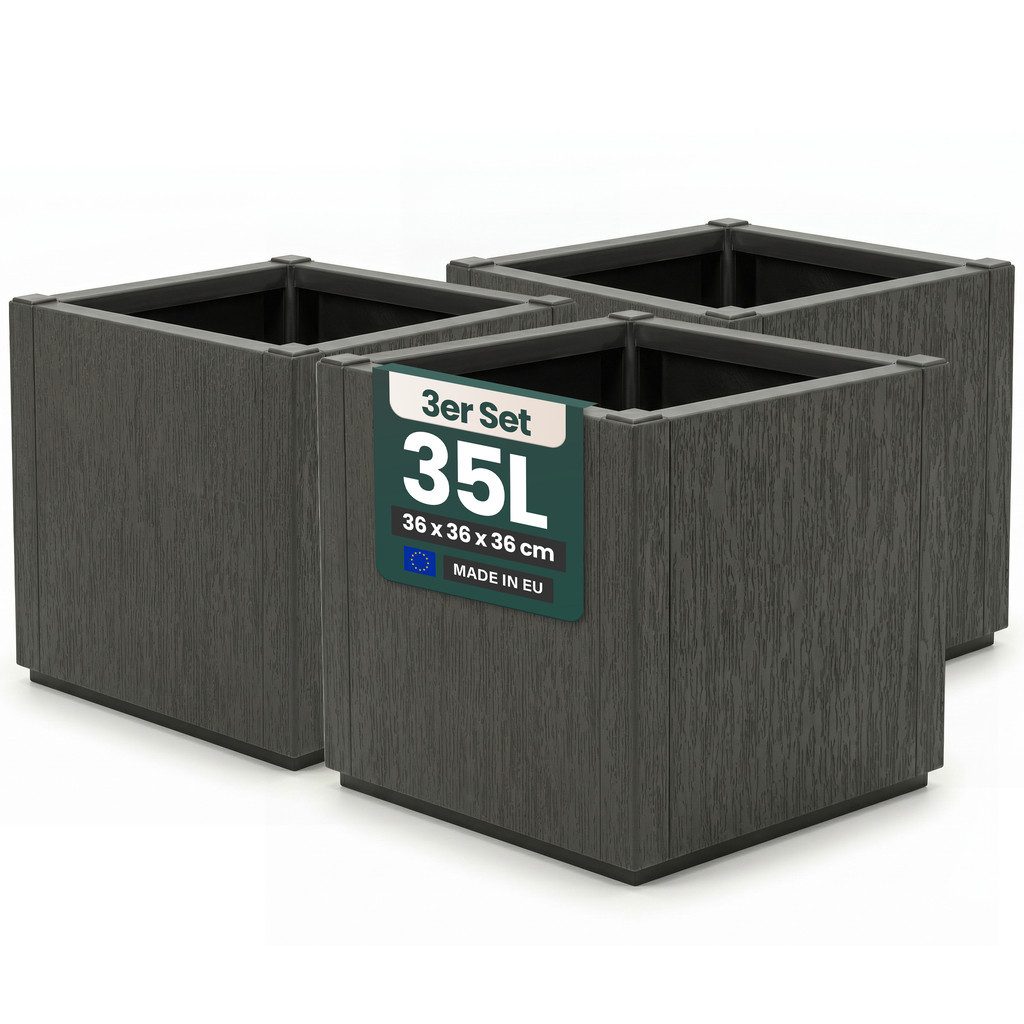Kreher Pflanzkübel 'Ethica' in strukturierter Optik schmale Version (Farbe/Set wählbar) (3 St)