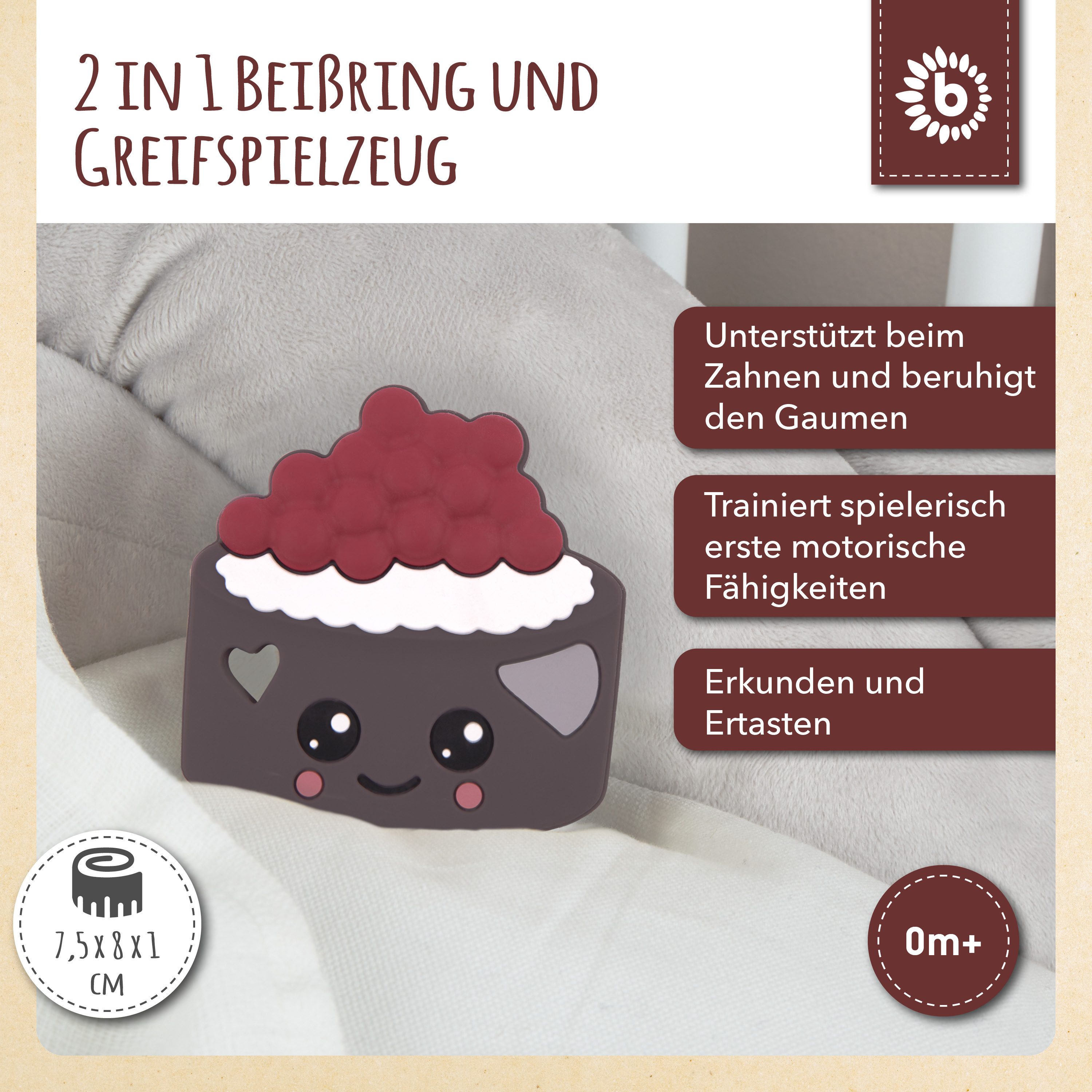 BIECO Beißring Bieco Silikon Torte Beißring Baby, 8 cm Ab 0 – Bild 2 von 5