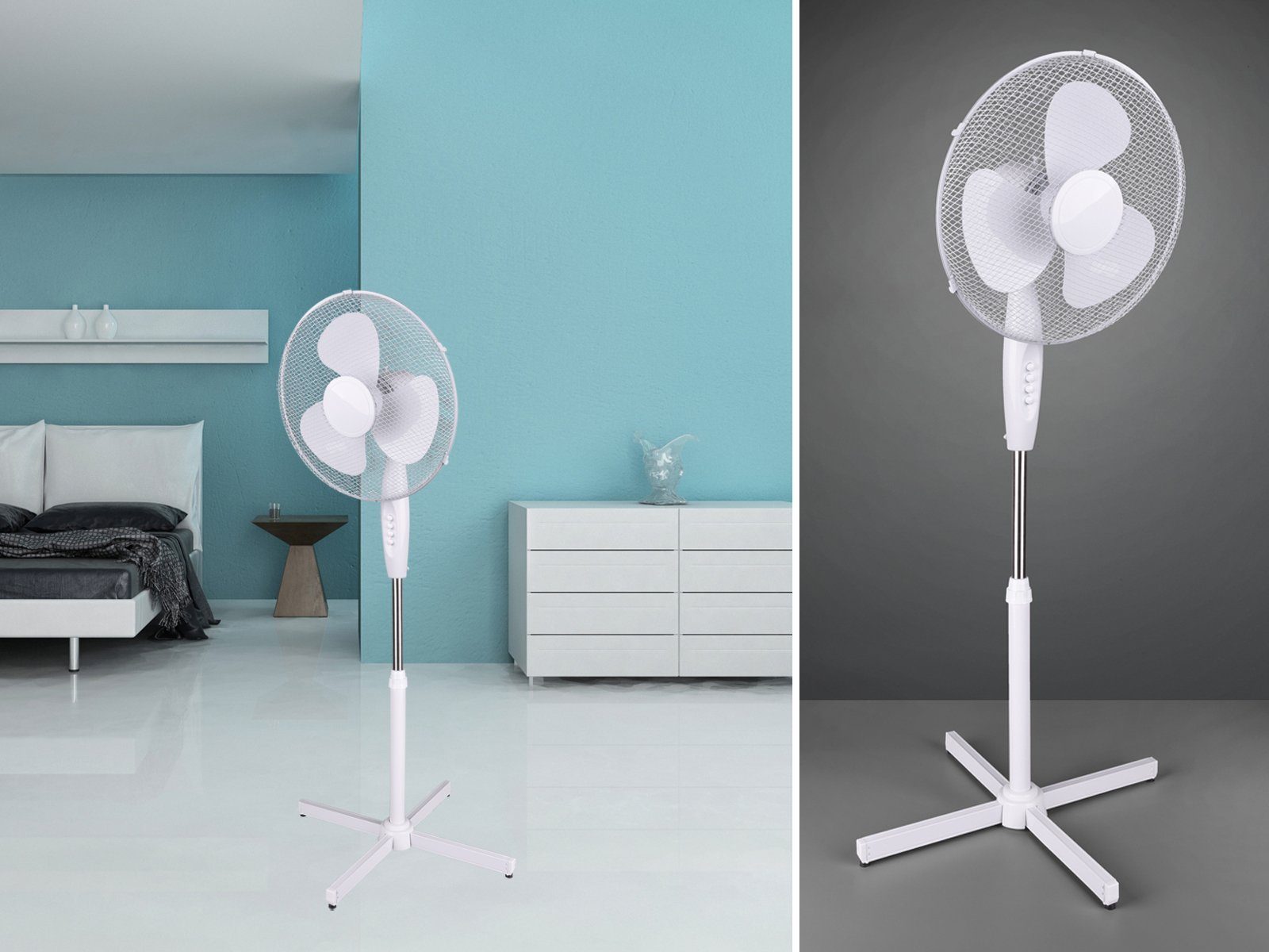 TRIO Standventilator, Großer Design Raum-Lüfter Windmaschine Zimmer-Ventilator Winderzeuger