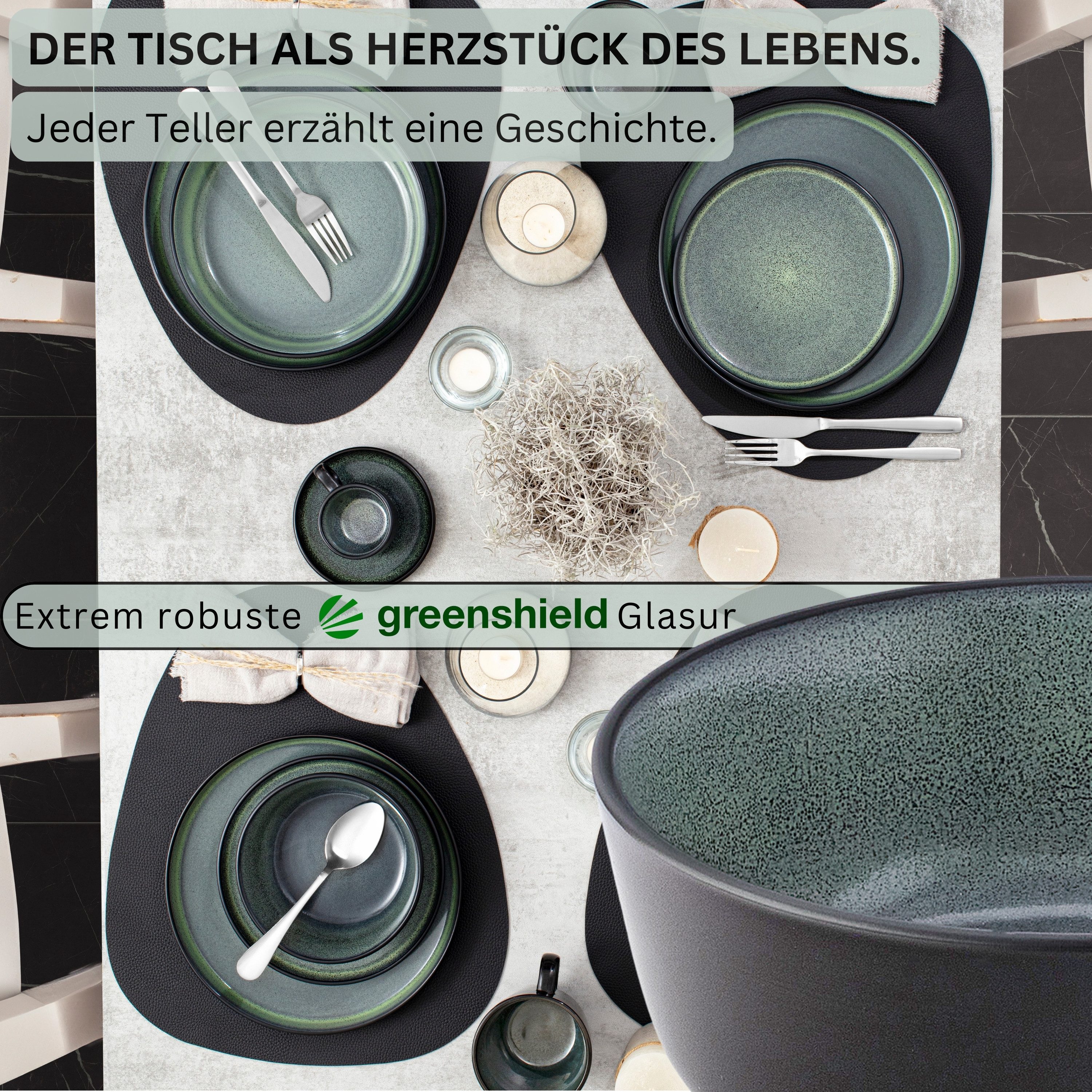 SÄNGER Teller Set Malmö, (6 St), Schalen, Steingut, 600ml, Handmade, Blau-Schwarz, VALUE COLLECTION
