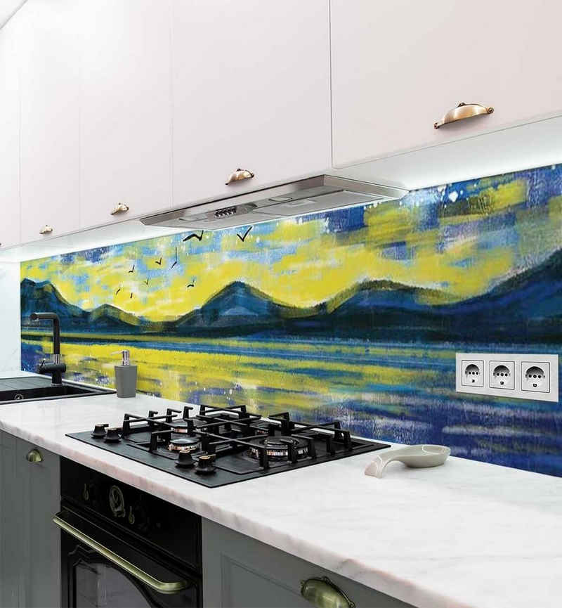 MyMaxxi Dekorationsfolie Küchenrückwand Sonnenaufgang See selbstklebend Spritzschutz Folie