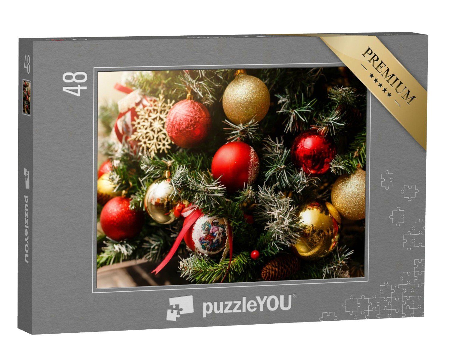 puzzleYOU Puzzle Weihnachten: schön geschmückter Weihnachtsbaum, 48 Puzzleteile, puzzleYOU-Kollektionen Weihnachten