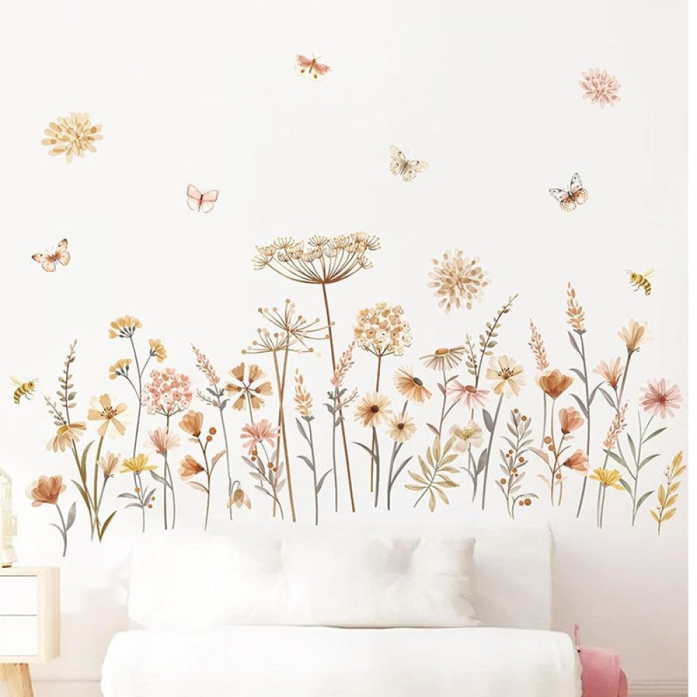 FELIXLEO Wandsticker Wandtattoo Boho Wandtattoo Wildblume Löwenzahn Schmetterling Löwenzahn (1 St)