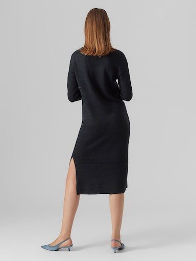 Strickkleid CALF Moda LS BOATNECK Black Vero DRESS NOOS VMLEFILE