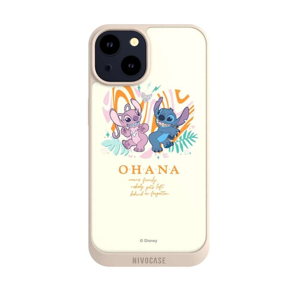 NIVOCASE Handyhülle Lilo & Stitch Offizielles Lizenzprodukt Disney Stitch and Angel, Apple iPhone 14 Handyhülle Hülle NIVOpure Case Sand