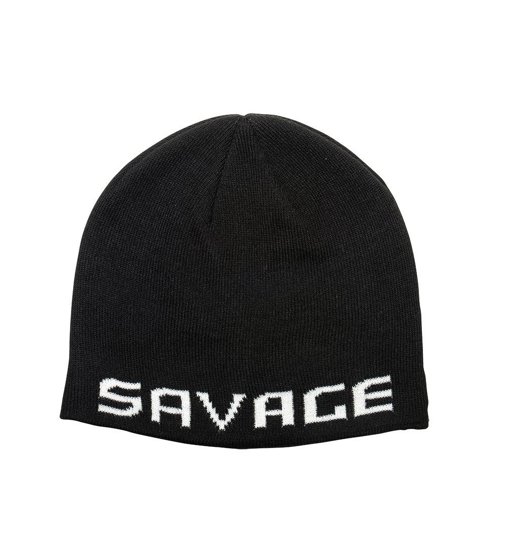 Savage Gear Beanie LOGO BEANIE Mütze Black/White Warme Wintermütze One Size Angeln Jagd