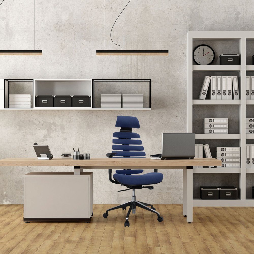 Profi OFFICE St), LINE ERGO Schreibtischstuhl Stoff ergonomisch PRO hjh II Drehstuhl (1 Blau Bürostuhl