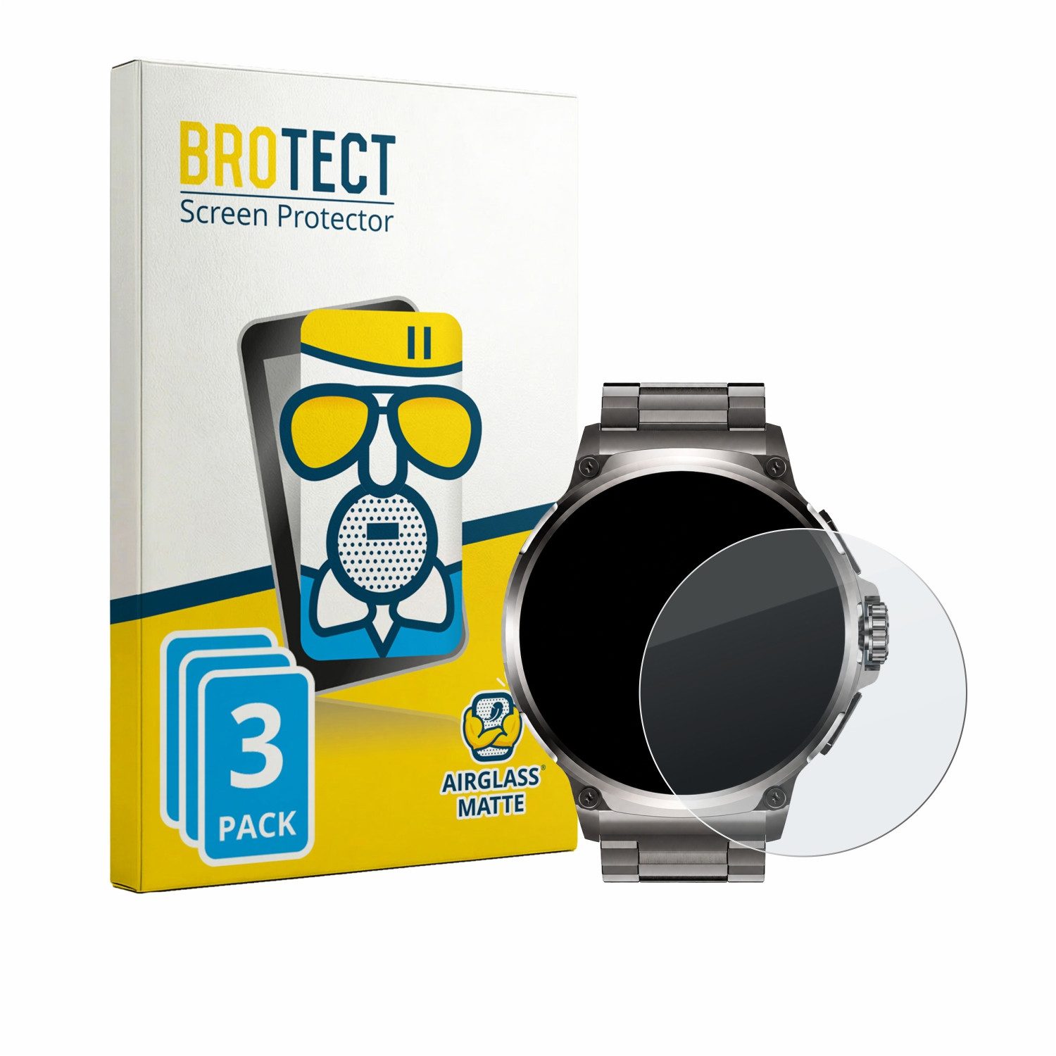 BROTECT Displayschutzglas Folie für Fosmet Smartwatch 1.92", 3 Stück, Schutzfolie Glas Panzer Display Schutz matt