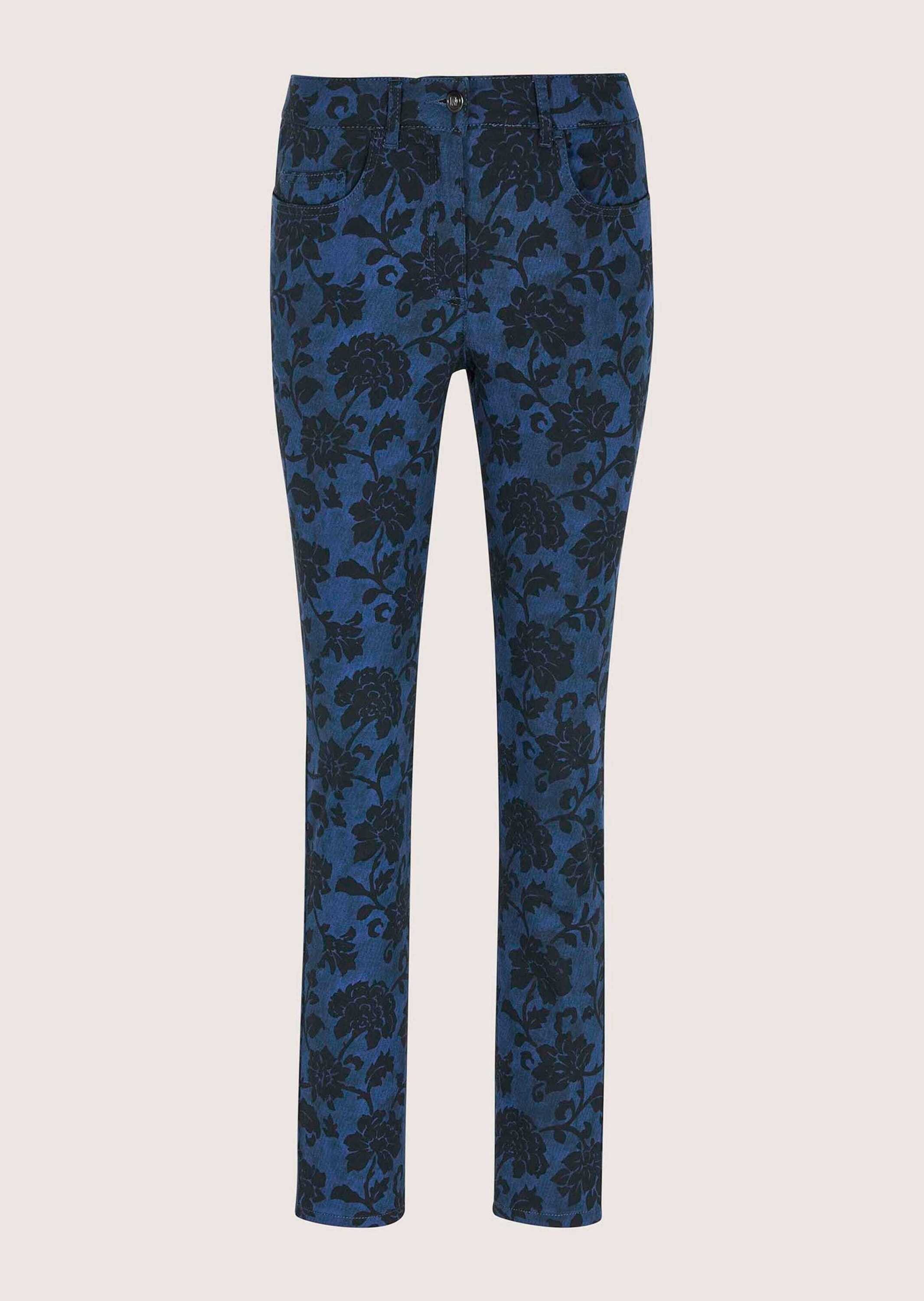 MADELEINE Stoffhose Baumwollhose mit floralem Print Jerseyhose mit Formbund, Gürtelschlaufen, Taschen und Knöchellänge – Bild 5 von 5