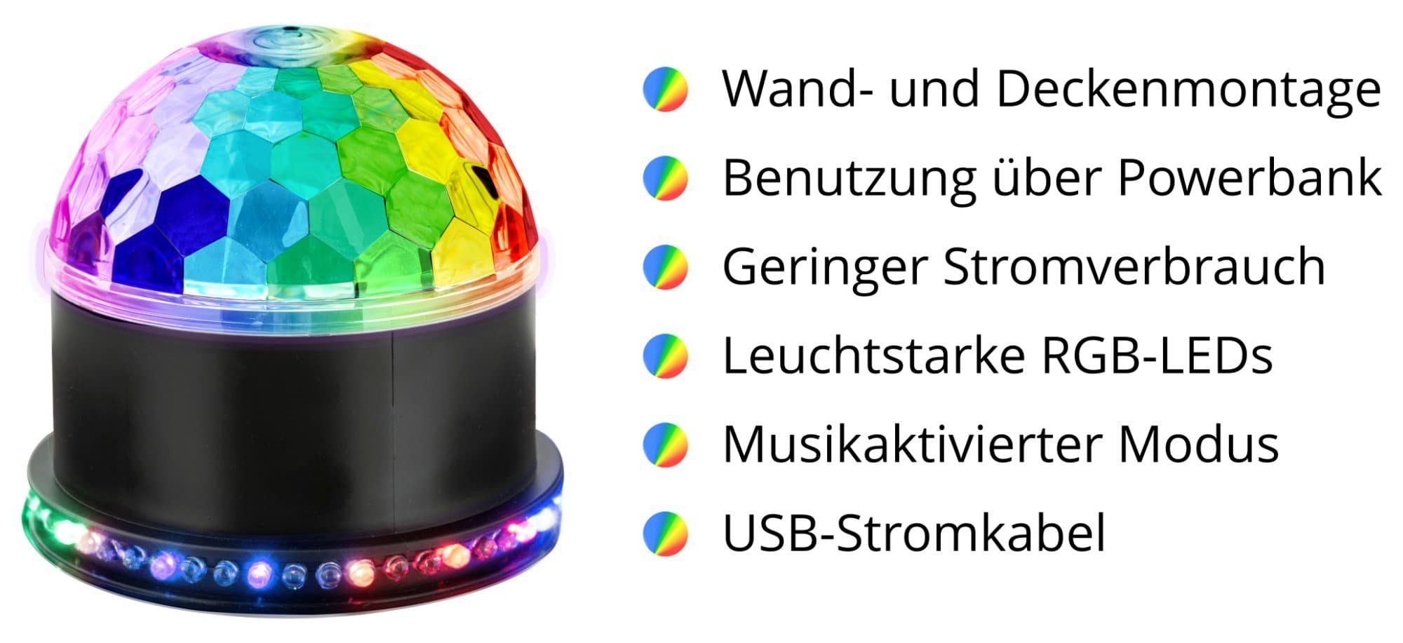 Showlite Discolicht PBM-9 Mini-Party-Ball, LED fest integriert, Farbwechsler, kleine LED Discokugel für Party, Bar, mobile DJs