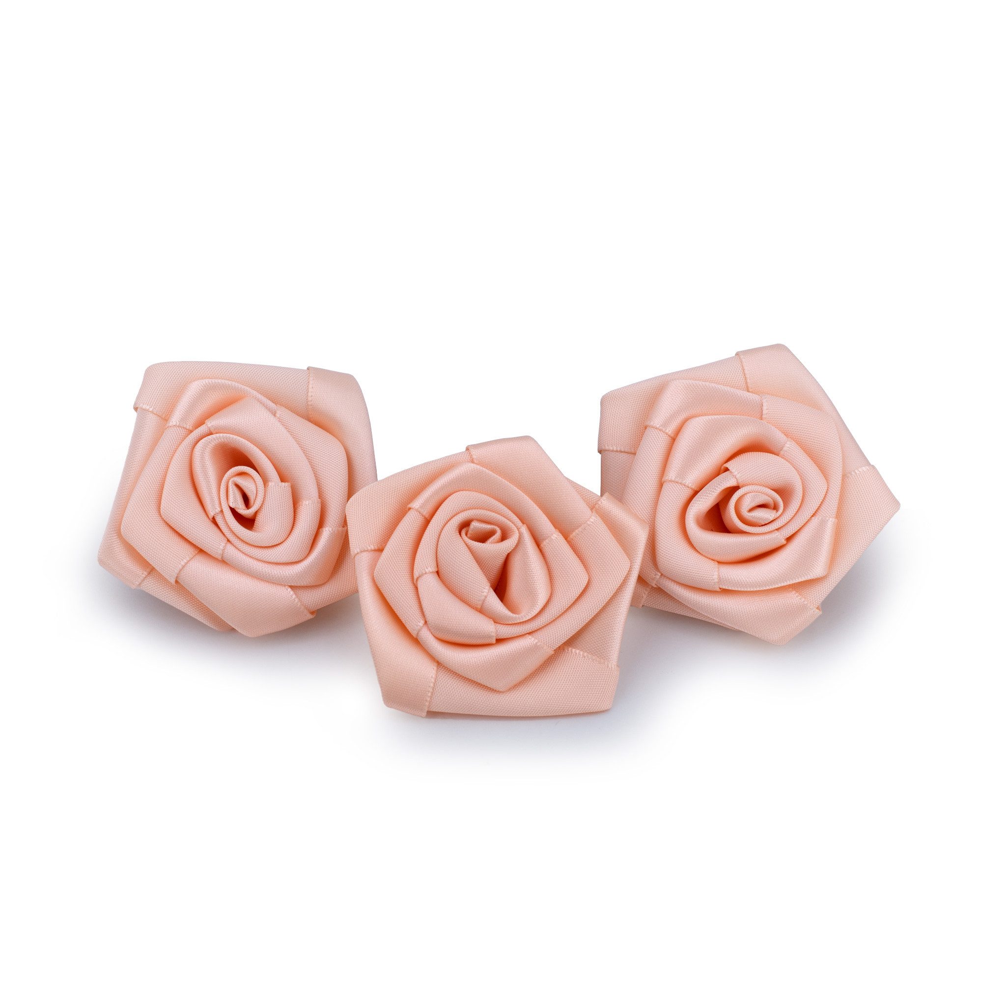 Creativery Streudeko, Satinrosen 6cm zum Basteln & Aufnähen 3 Stück Apricot