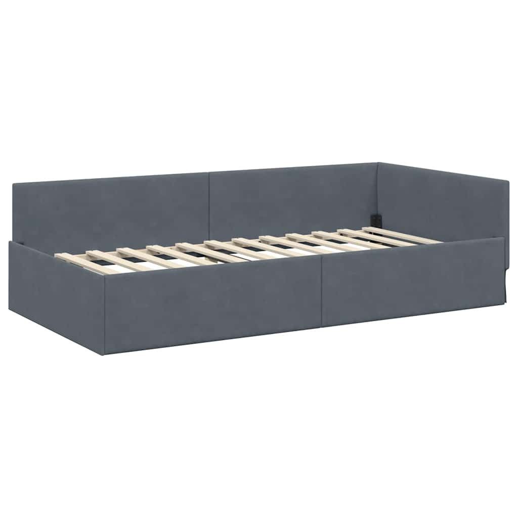 vidaXL Bett Eckbettgestell mit Kopfteil Dunkelgrau 90 cm x 190 cm Stoff (1- günstig online kaufen