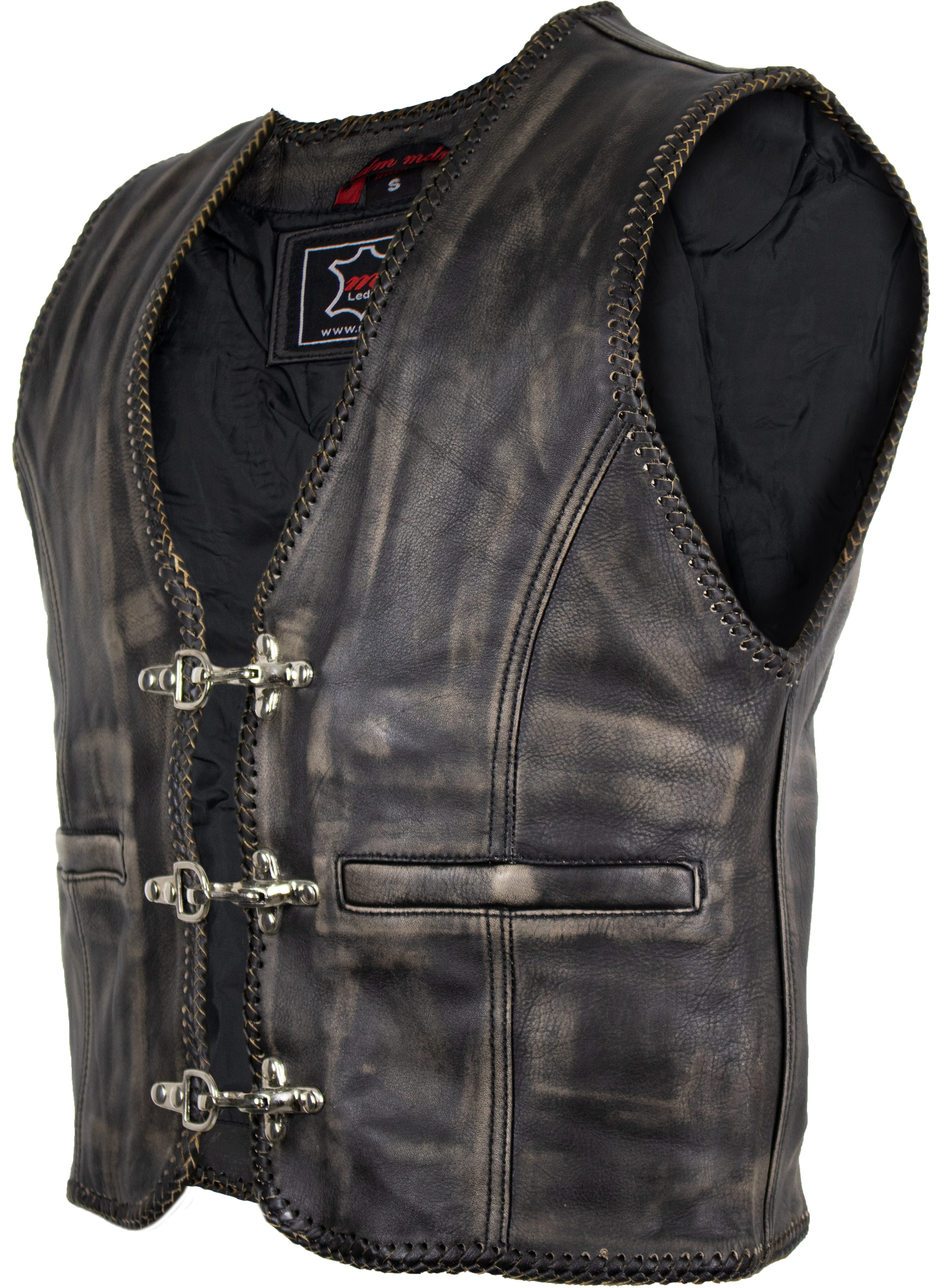 MDM Lederweste Antik Lederweste Biker Kutte günstig online kaufen