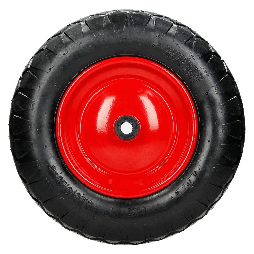 ECD Germany Schubkarren-Rad Rad aus pannensicherem PU Vollgummi Ersatzrad Reifen (1 St), Reifen mit Stahlfelge Rot Pneumatische Rad Gartenkarren
