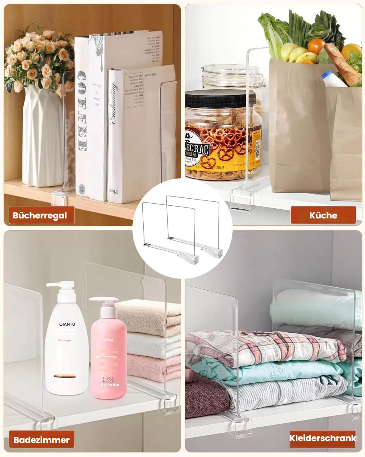 LEAZZLE Taschenorganizer 8 Stück transparente Regalteiler günstig online kaufen