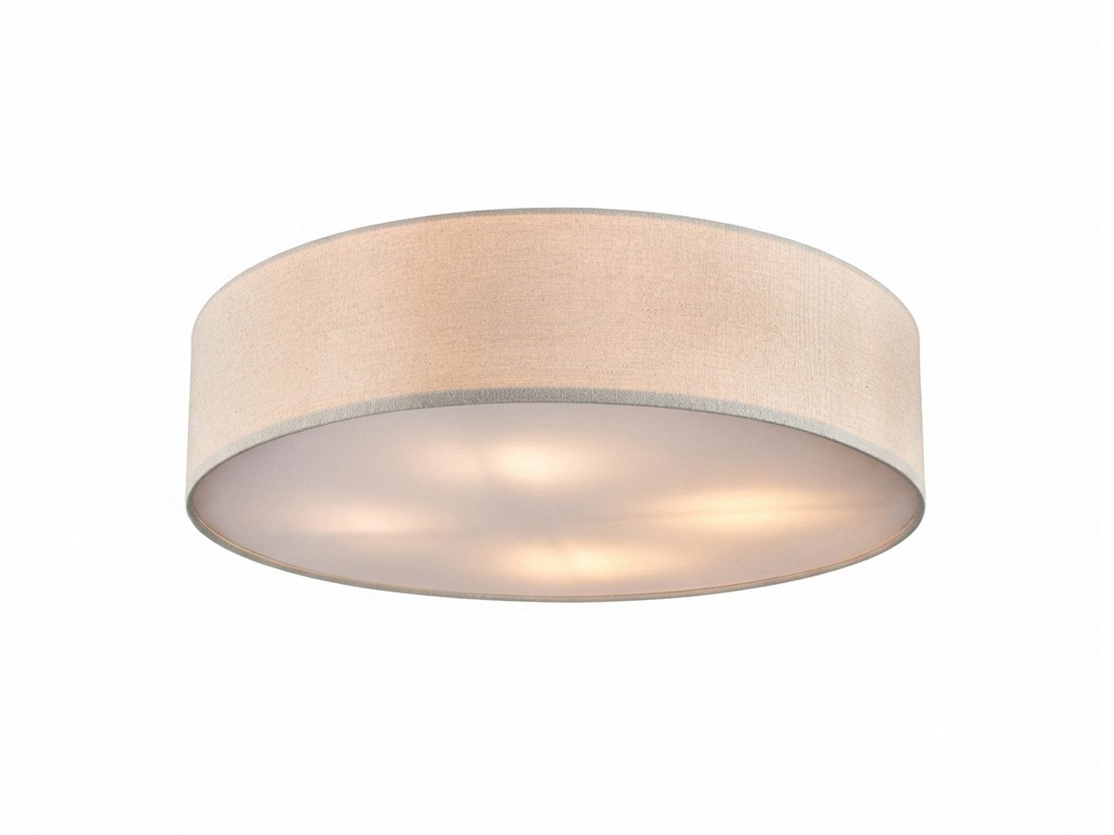 meineWunschleuchte Deckenleuchte mit Stoff Lampenschirm Leinen Ø 50cm, ohne Leuchtmittel, große Stoff-Lampe, gemütliche Deckenlampe, E14 Schlafzimmerlampe