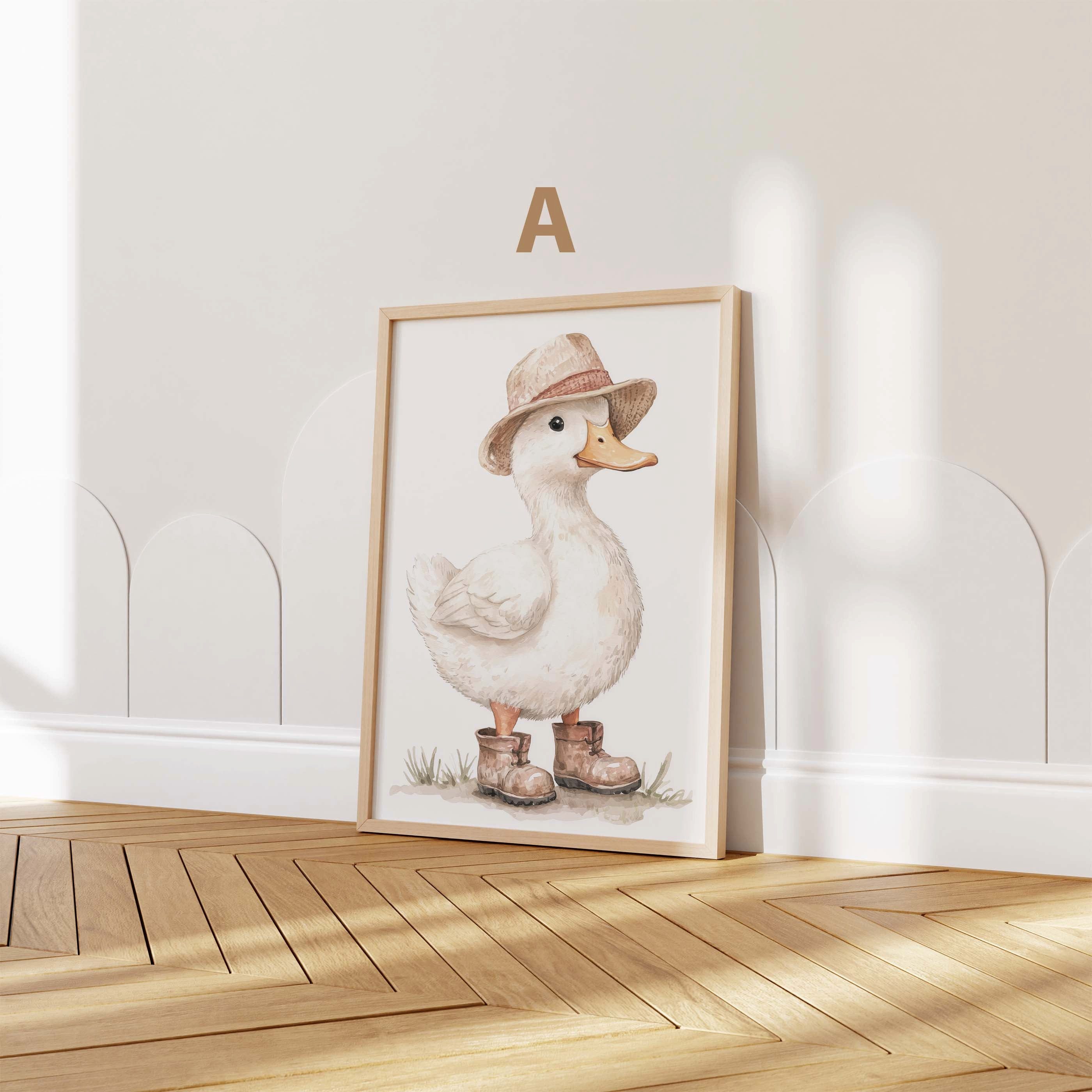 JUSTGOODMOOD Poster Süße Regenjacke Tier Geschenkidee Aquarell Waldtier llustration mit Re, B (1 St)