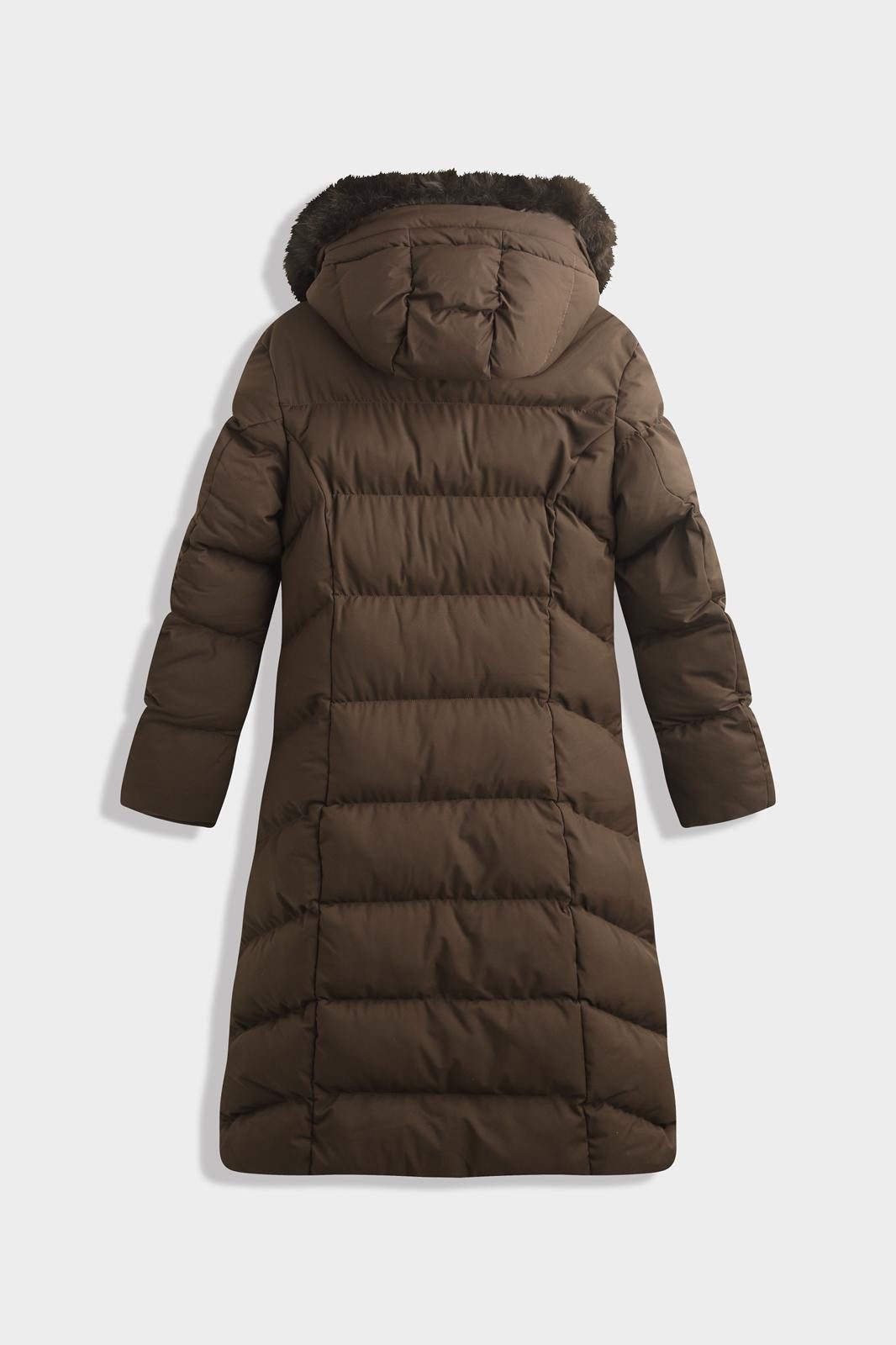 Copperose Langjacke Steppmantel Damen mit Fellkapuze, günstig online kaufen