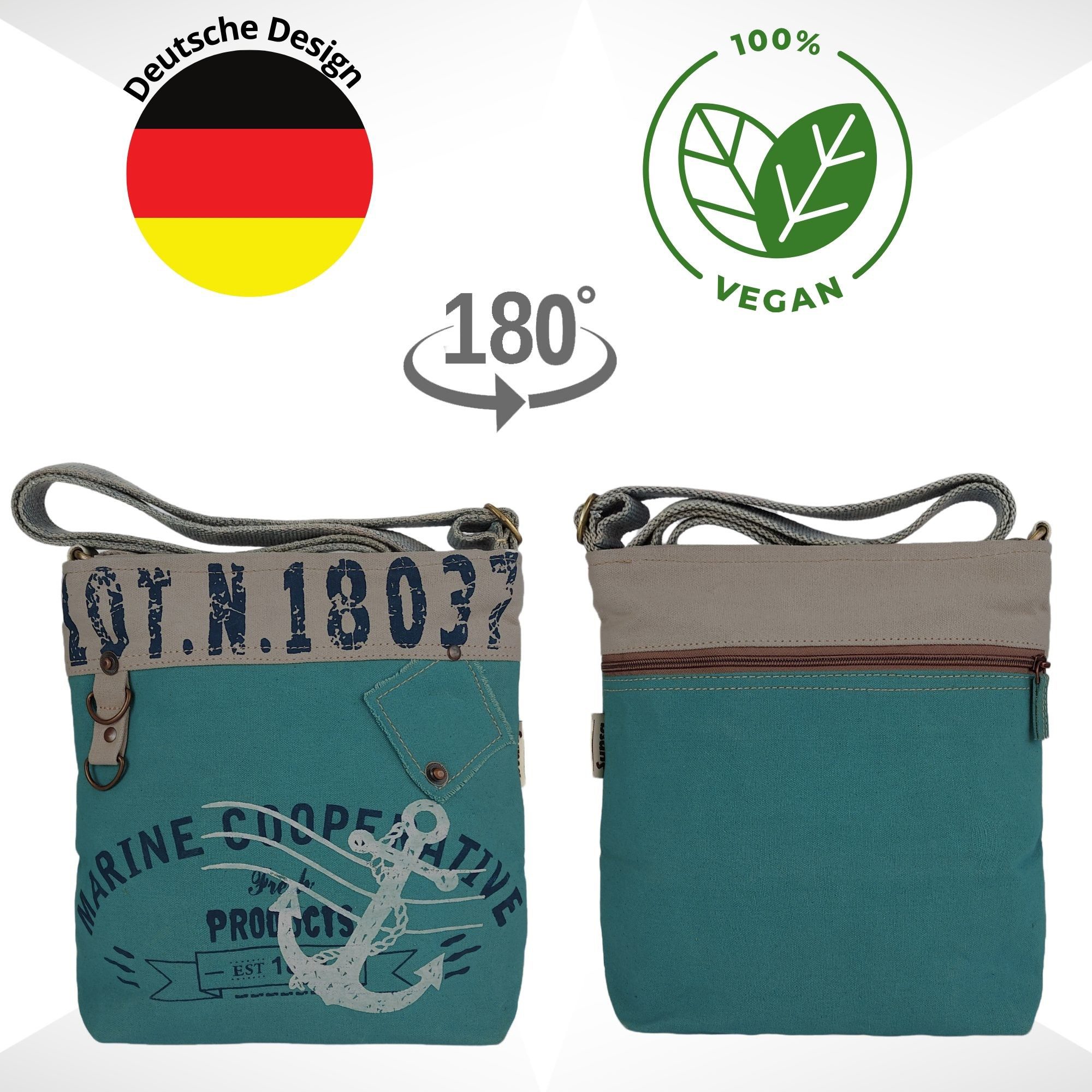 Sunsa Umhängetasche Damen Umhängetasche, blaue Maritim Schultertasche, vegane Handtasche, vegan