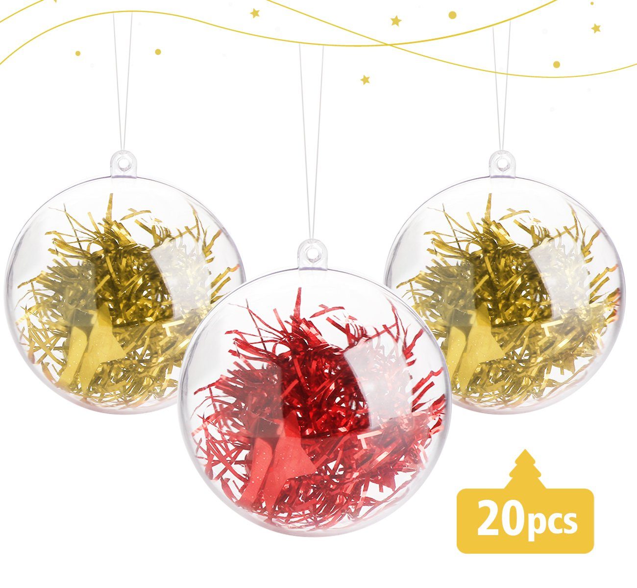 Homewit Christbaumschmuck Ø10cm Weihnachtskugeln Transparente Befüllbare Kunststoffkugeln Deko (20-tlg), für Weihnachtsbaum/Hochzeit/Geburtstag/Party/Geschenkbox Decoration