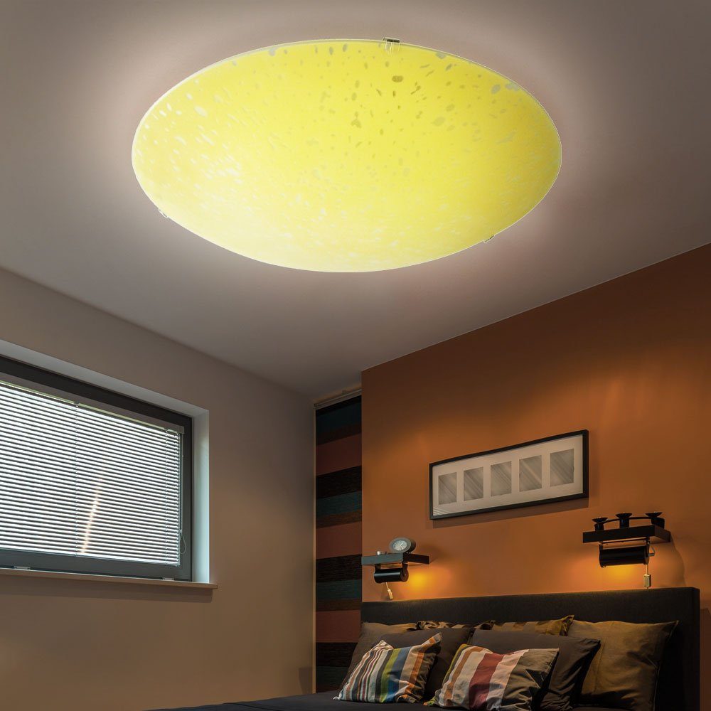 Beleuchtung Lampe Gelb Deckenleuchte, LED Design Warmweiß, inklusive, etc-shop Leuchte rund im Leuchtmittel Strahler Glas Set Decken
