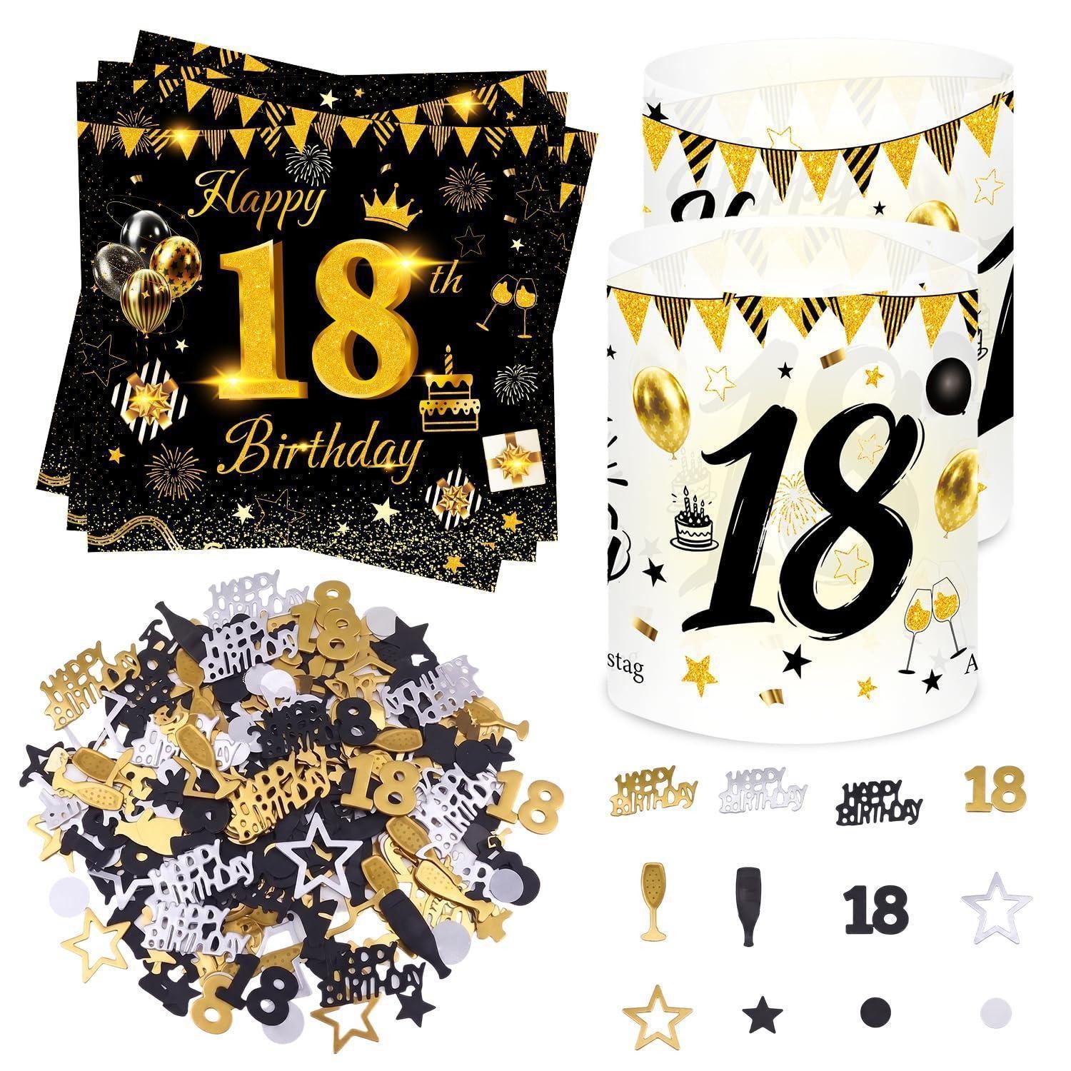 LuxusKollektion Deko-Buchstaben Tischdeko 18. Geburtstag Junge Schwarz Gold 41 Teile (1 St)