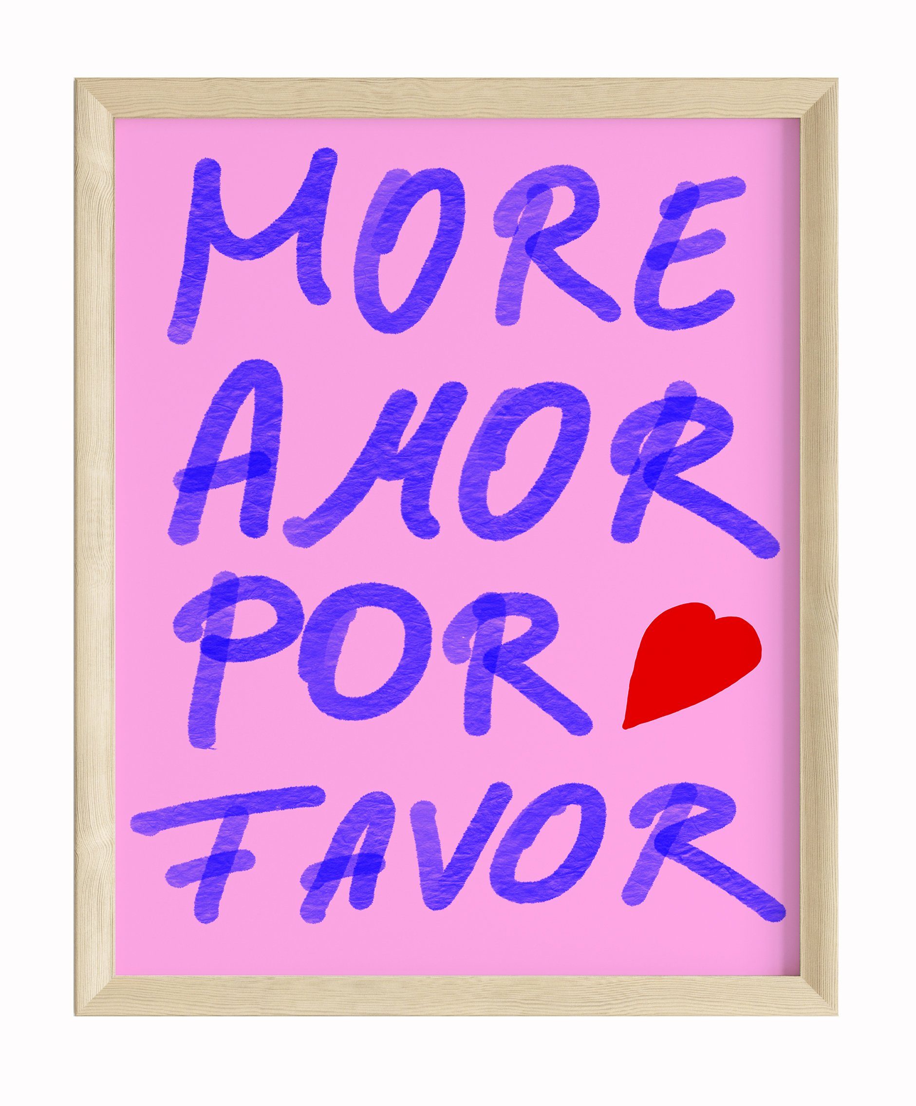 JUSTGOODMOOD Poster ® More Amor Por Favor Poster · Handgezeichnet · Pink · ohne Rahmen, Poster in verschiedenen Größen verfügbar, Poster, Wandbild