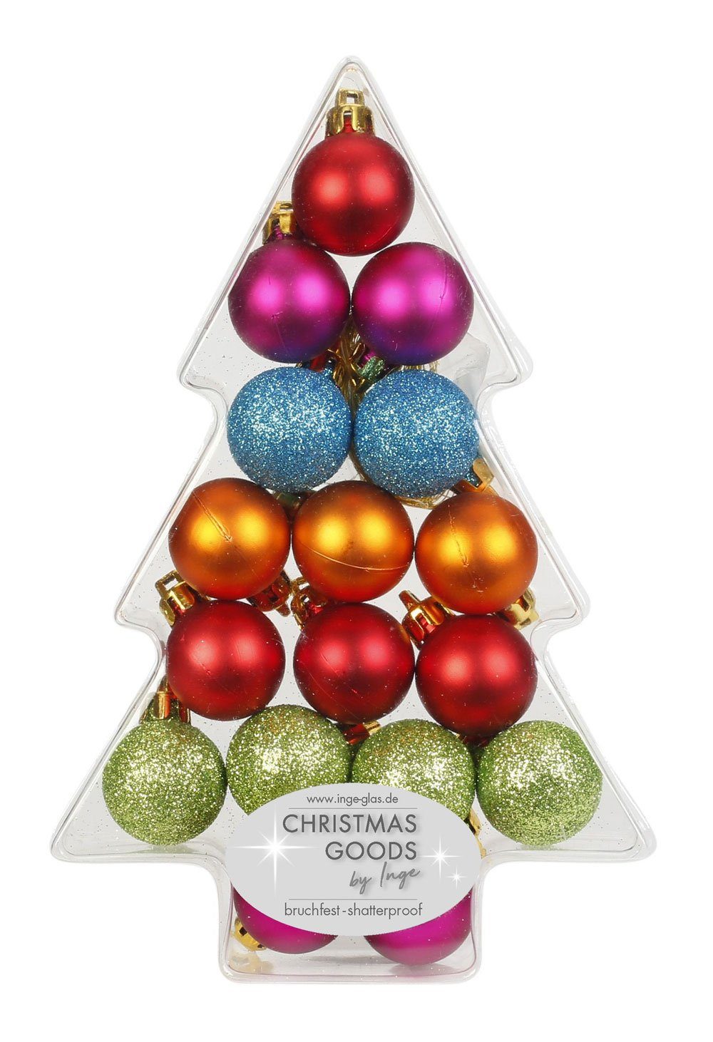 3cm Fiori in Weihnachtskugeln Inge MAGIC 17 Stück Tannenbaumbox Weihnachtsbaumkugel, Mille by Kunststoff