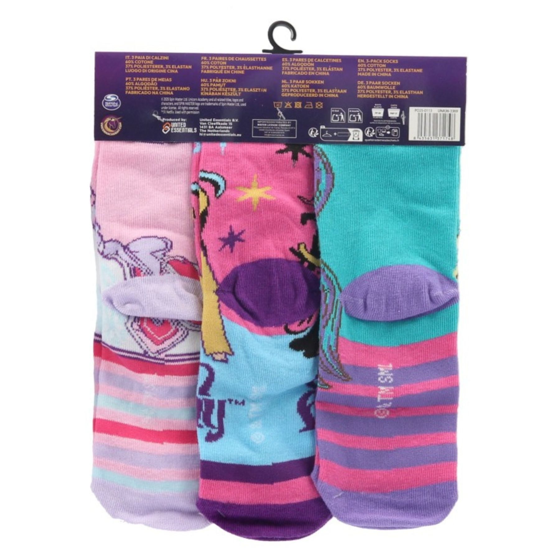 Unicorn Academy Socken Kindersocken Set 3 Paar atmungsaktiv (3-Paar)