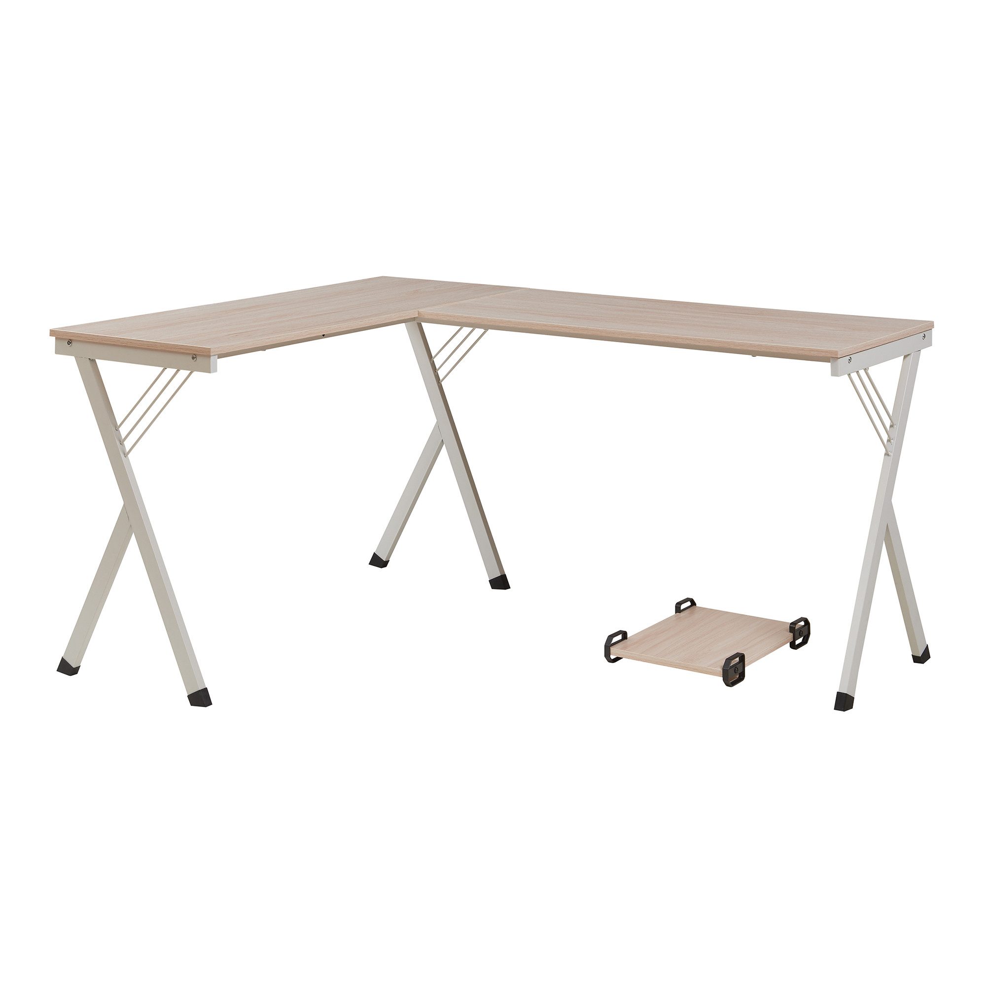 en.casa Schreibtisch, »Tarielarg« mit PC-Ständer L-förmig 158x120x75 cm Eicheoptik