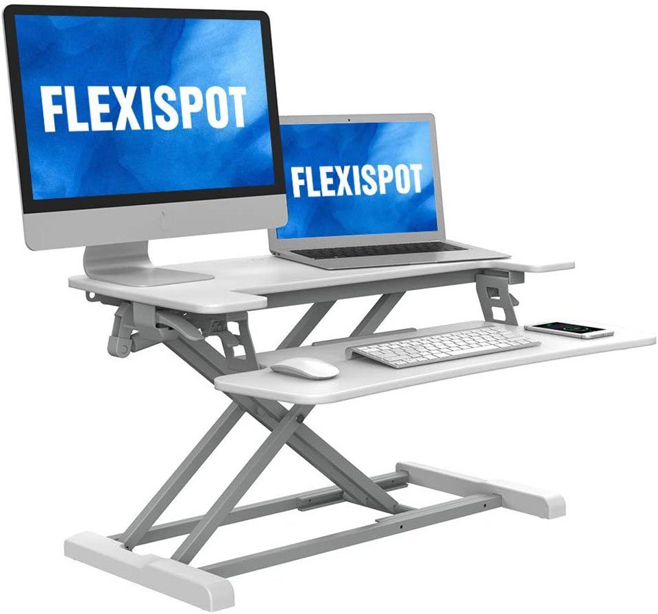 FLEXISPOT Computertisch Schwarz&Weiß auswählbar) (Größe und Schreibtischaufsatz M17, Sitz-Steh-Schreibtisch Stehpult M17/M17M