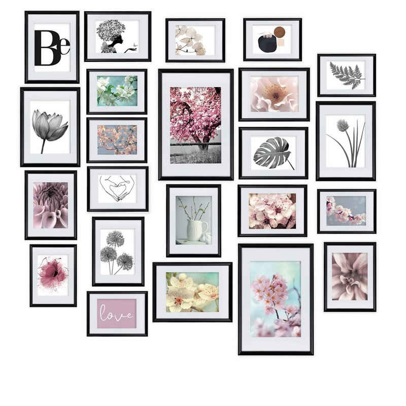bomoe Bilderrahmen Blossom, 24er Set Fotowand Collage Fotorahmen mit Passepartout