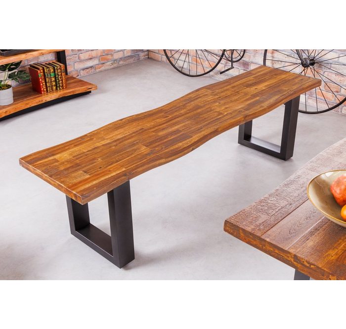 riess-ambiente Sitzbank GENESIS 180cm braun / anthrazit (1-St) Esszimmer · Massivholz · Metall · Baumkante · Küche · Industrial