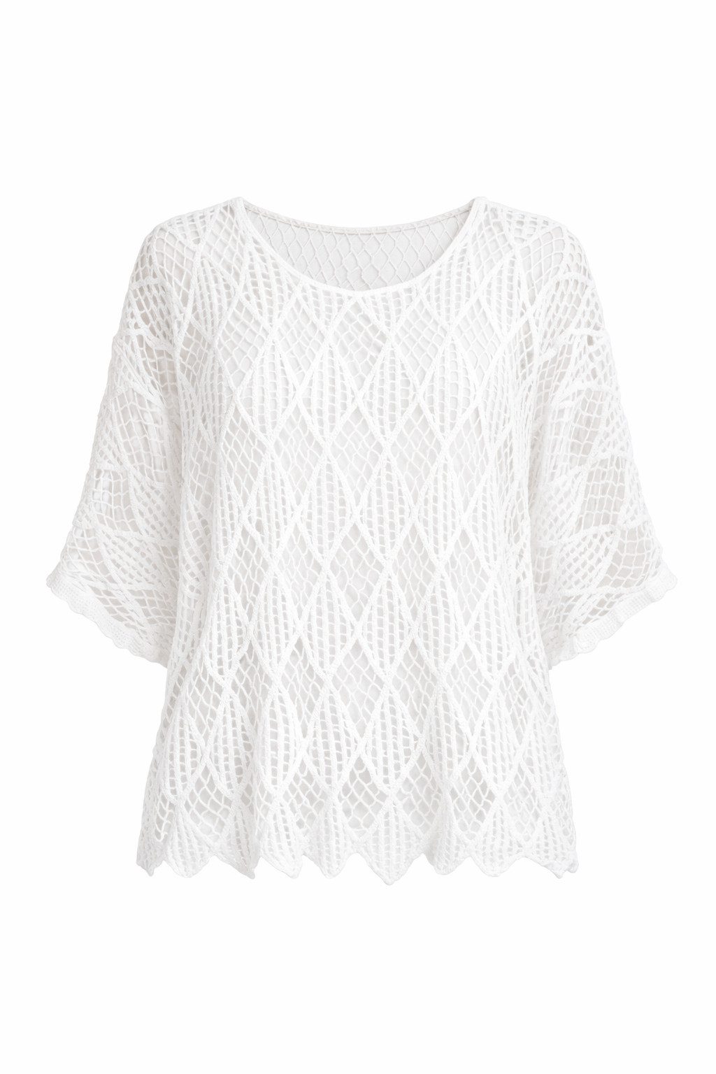 ITALY VIBES Tunika - Poncho - Häkelshirt Damen - Häkelbluse - gratis Untershirt - Top ONE SIZE / passend für Größe S - XL - gratis Top