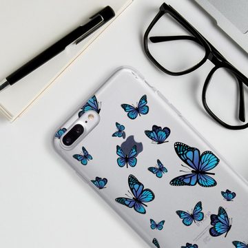 DeinDesign Handyhülle Schmetterling Muster transparent Butterfly Pattern Transparent, Apple iPhone 7 Plus Silikon Hülle Bumper Case Handy Schutzhülle