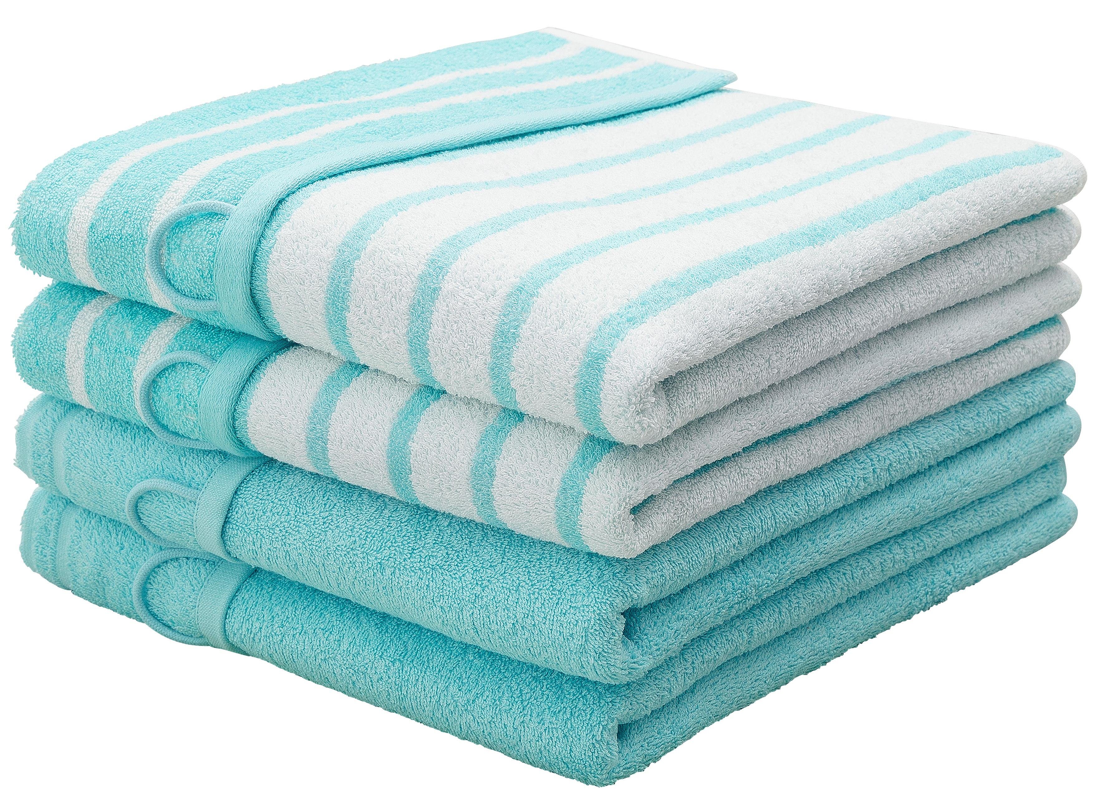 OTTO home Duschtücher Finn, Duschtücher 70x140cm, Walkfrottee (4-St), Set und Serie, mit Uni Farben und Streifen, 100% Baumwolle
