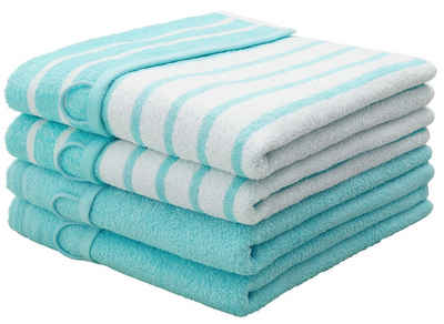 my home Badetücher Finn, Walkfrottee (4-St), Set und Serie, Handtuchset mit Uni Farben und Streifen, 100% Baumwolle