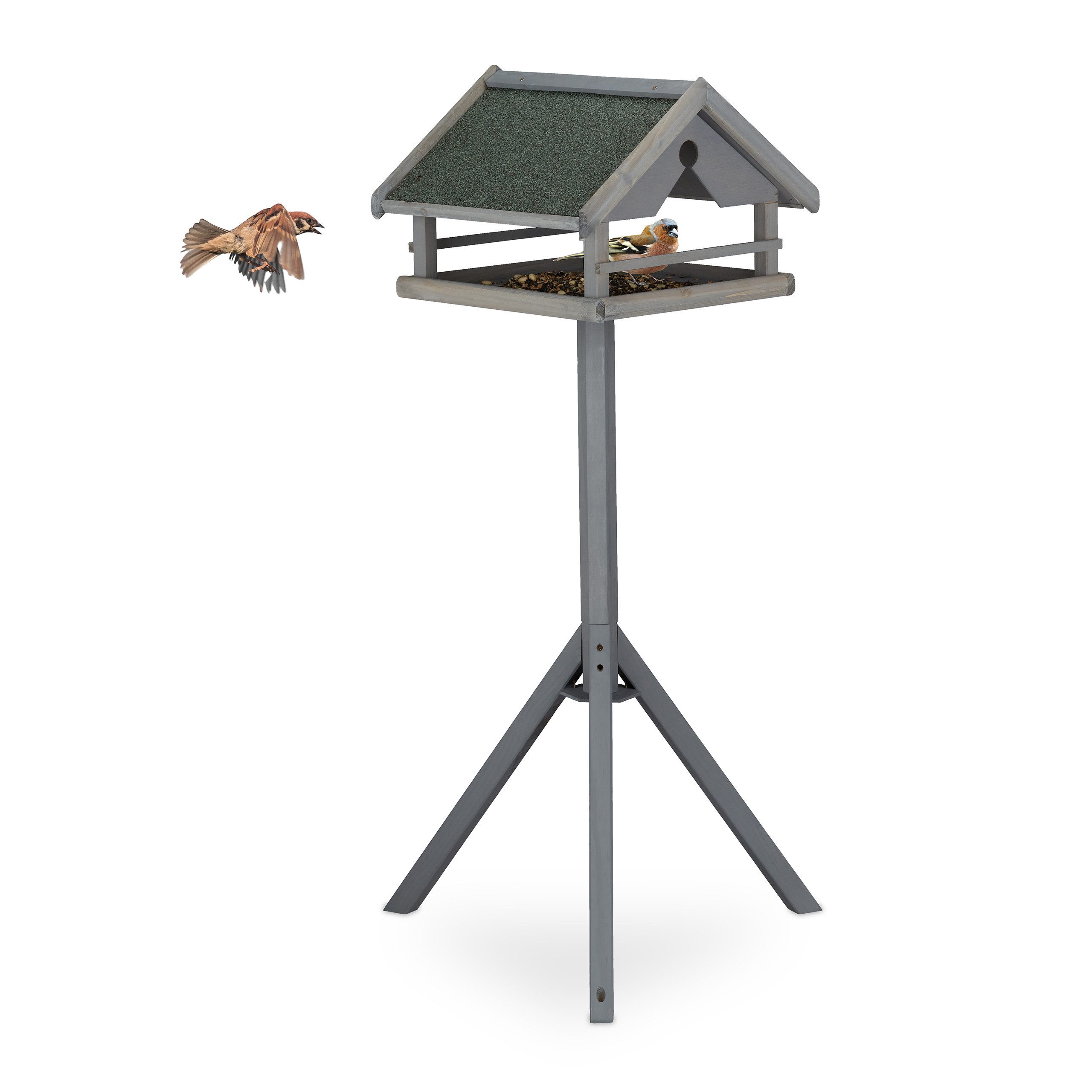 Vogelhaus Graues Vogelfutterhaus mit Ständer