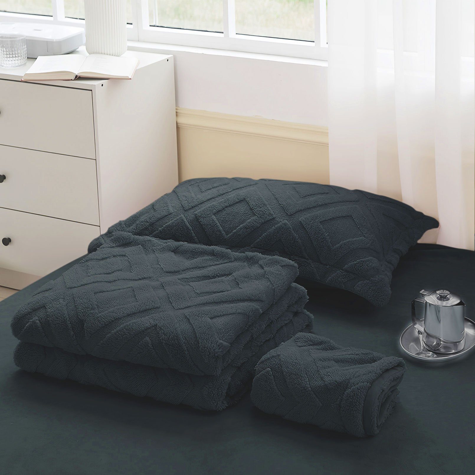 KEAYOO Bettwäsche TF, Polyester, 2 teilig, Flauschig warmes Teddy Plüsch wa günstig online kaufen