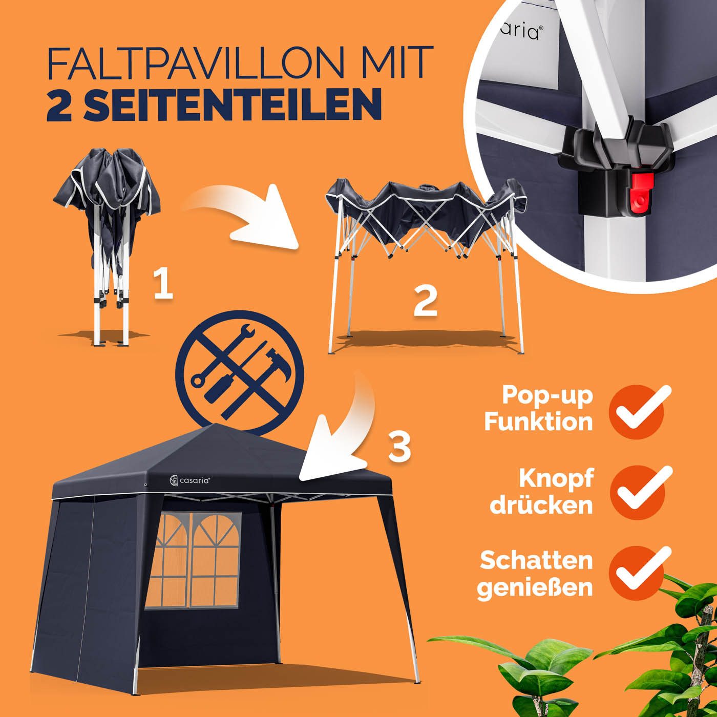 Casaria Pavillon, 300x300 cm Pavillon Set günstig online kaufen