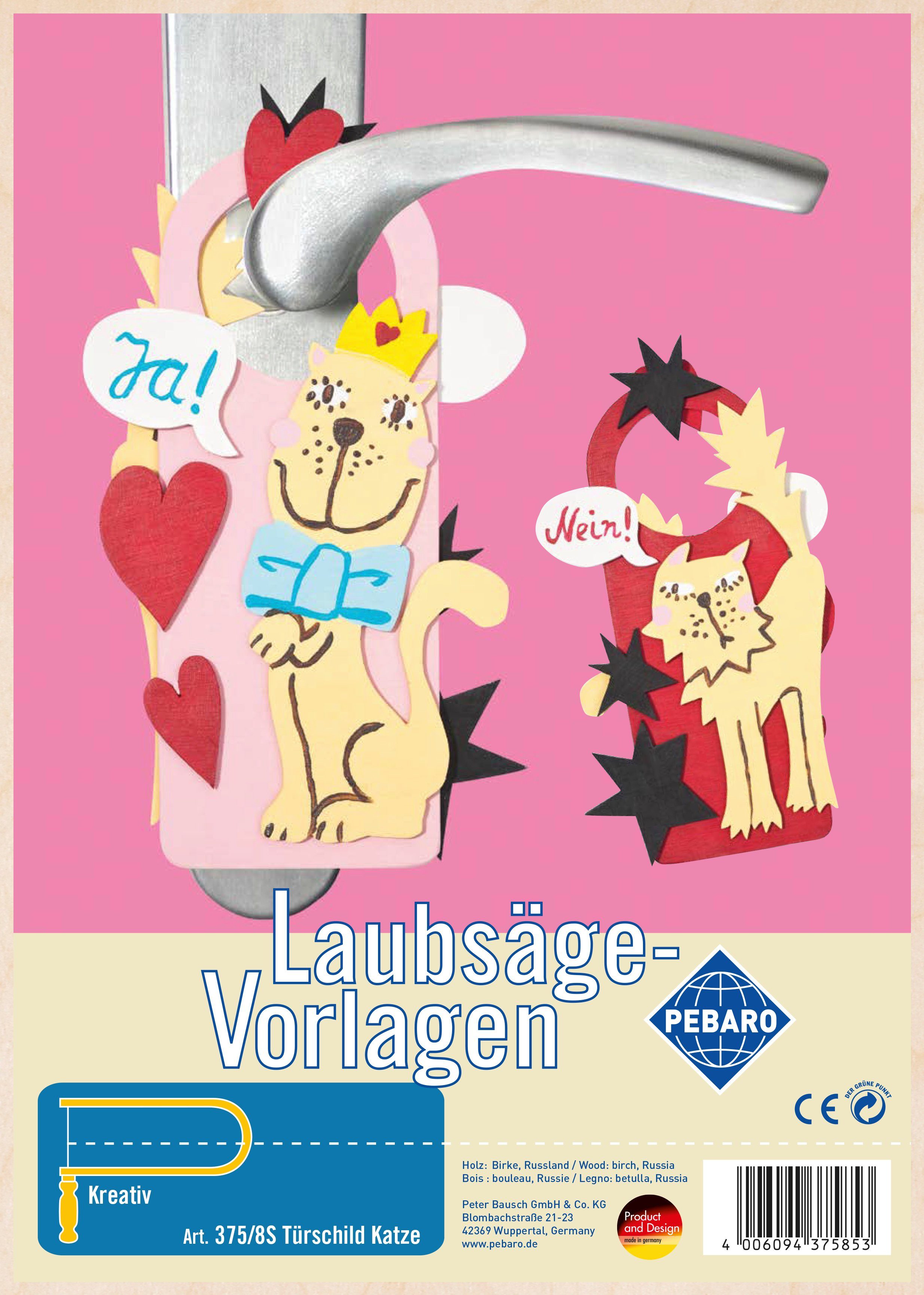 Pebaro Kreativset Laubsägevorlage Türschild Katze, 375/8S