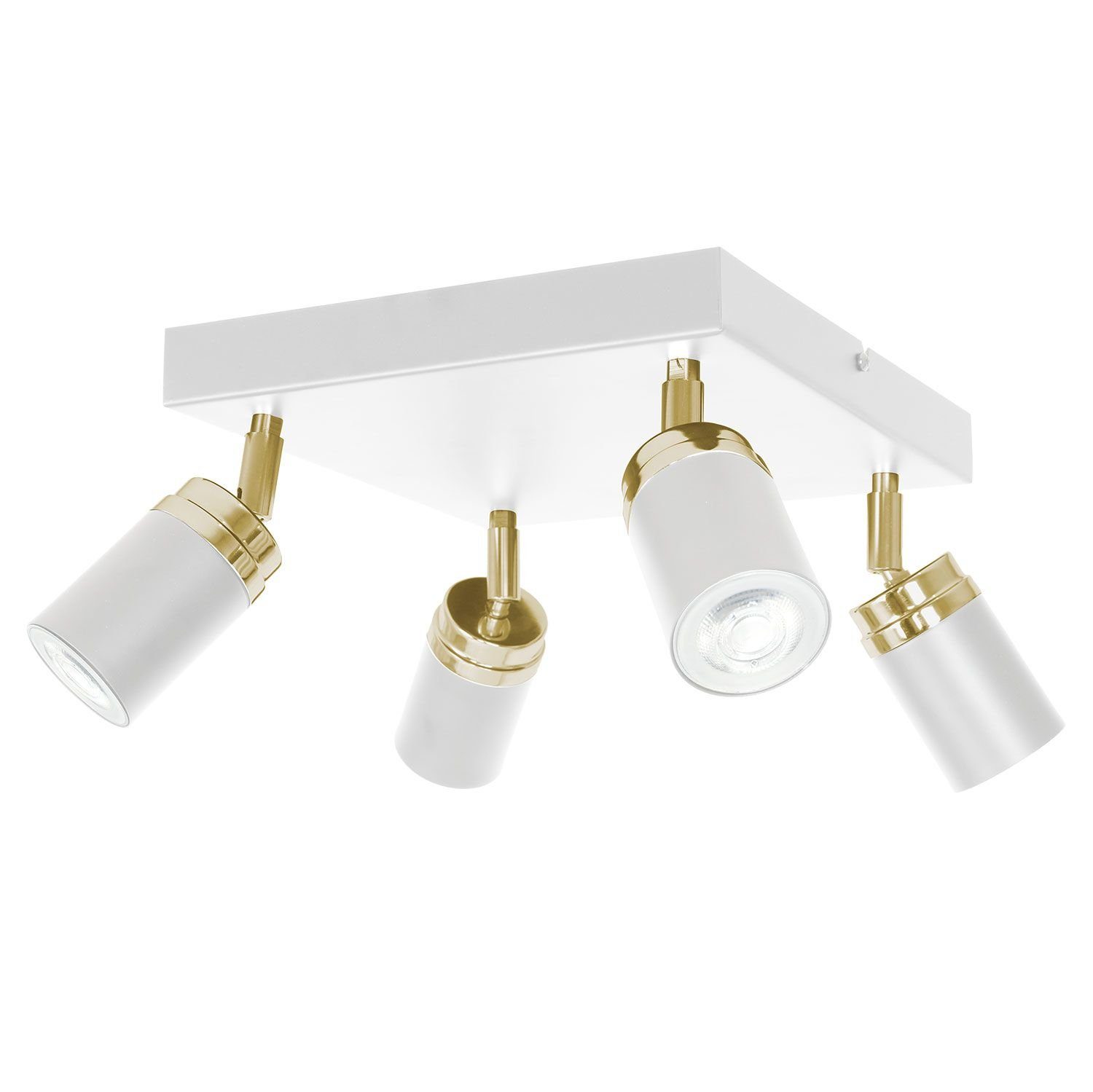 Modern 4-flammig Weiß GU10 ohne Wohnzimmer verstellbar Leuchtmittel, EVIE, Deckenstrahler EVIE Licht-Erlebnisse Metall