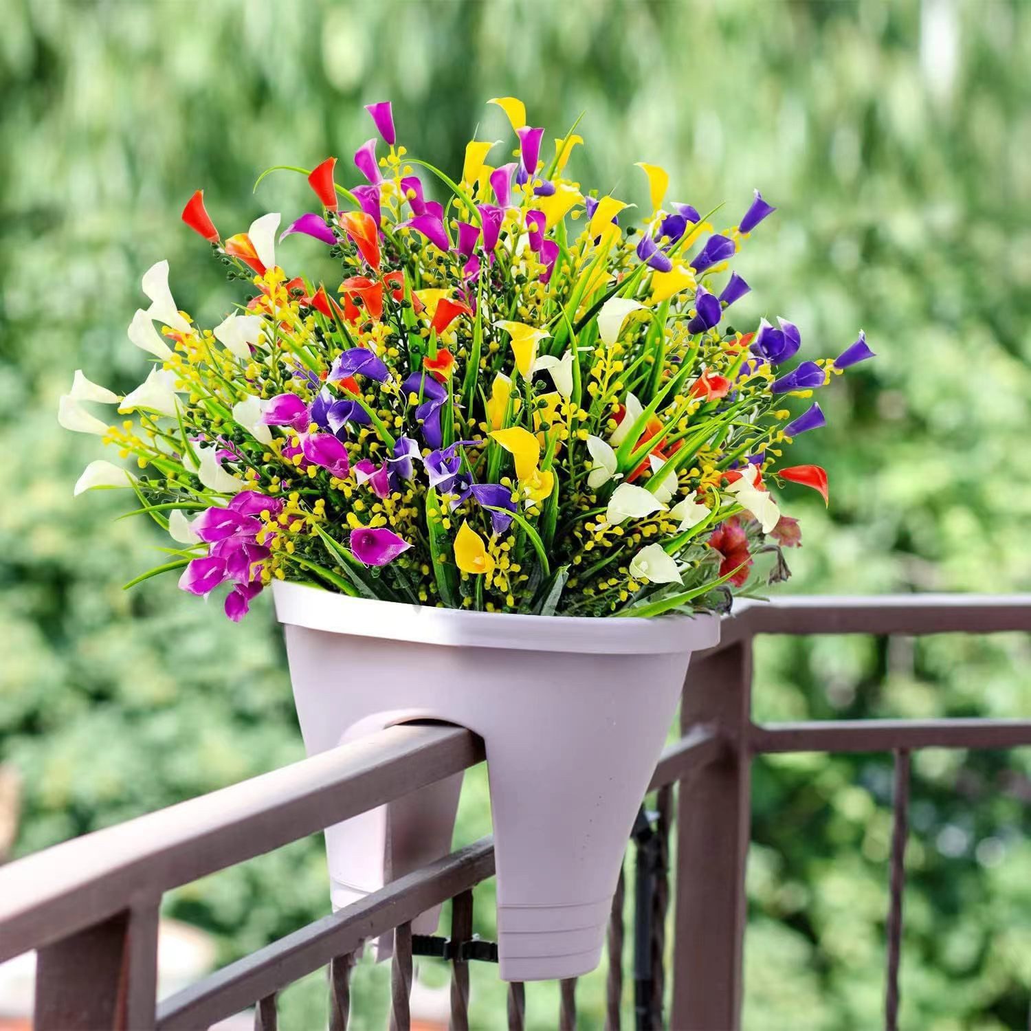 Kunstblumenstrauß Künstliche Blumen Balkon Kunstblumen Außen Blumenstrauß, Agger, für Balkonkasten, Innen Außenbereich Outdoor Zuhause,Büro,Party – Bild 5 von 5